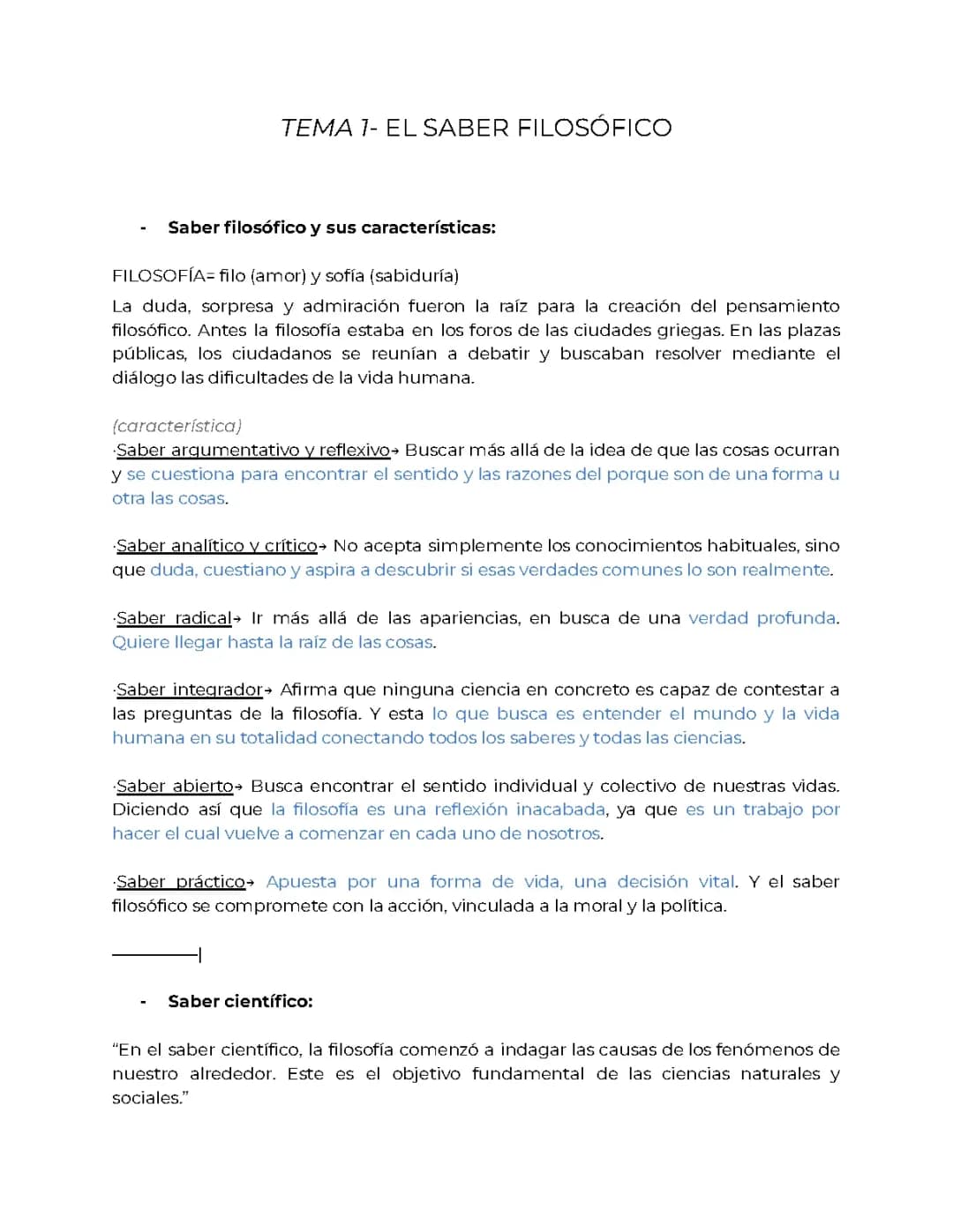 EL SABER FILOSÓFICO y CONOCIMIENTO Y VERDAD