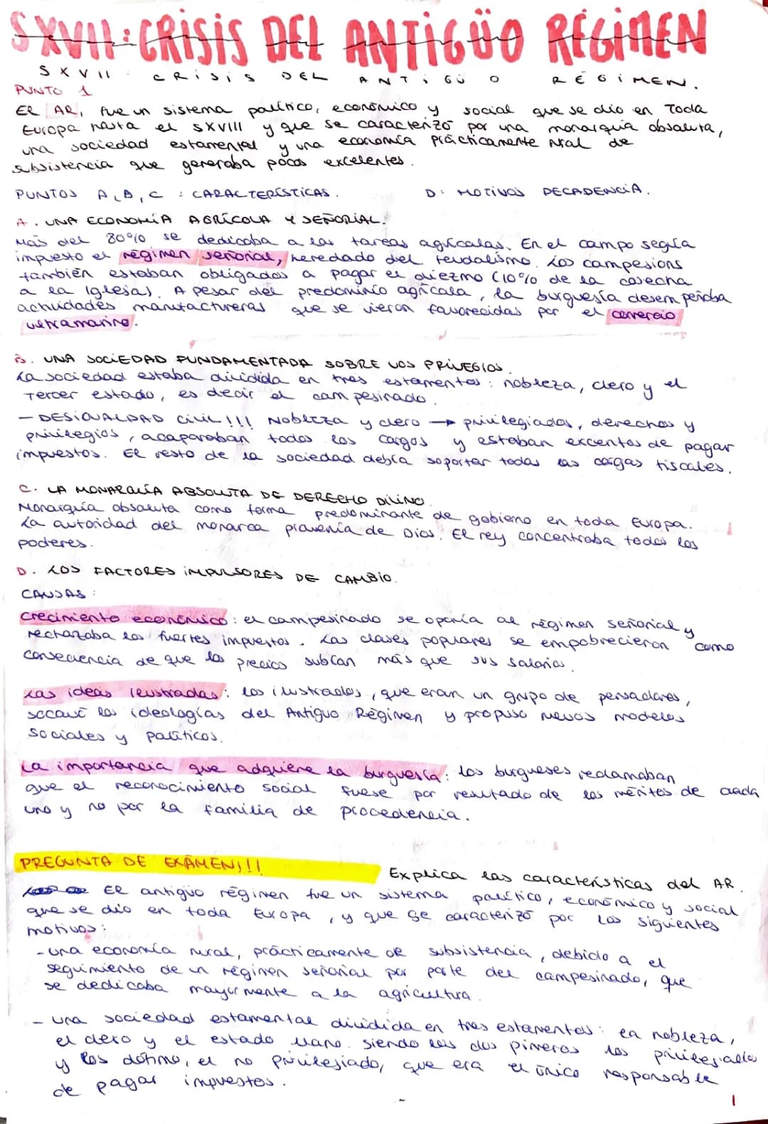 Resumen y Esquema de la Crisis del Antiguo Régimen para 3ºESO y 4ºESO