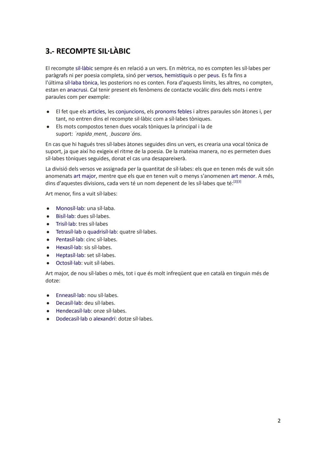 # MÈTRICA CATALANA

1.- EL VERS

Un vers són una sèrie de mots escrits en una sola línia que es poden mesurar segons els accents
tònics i le