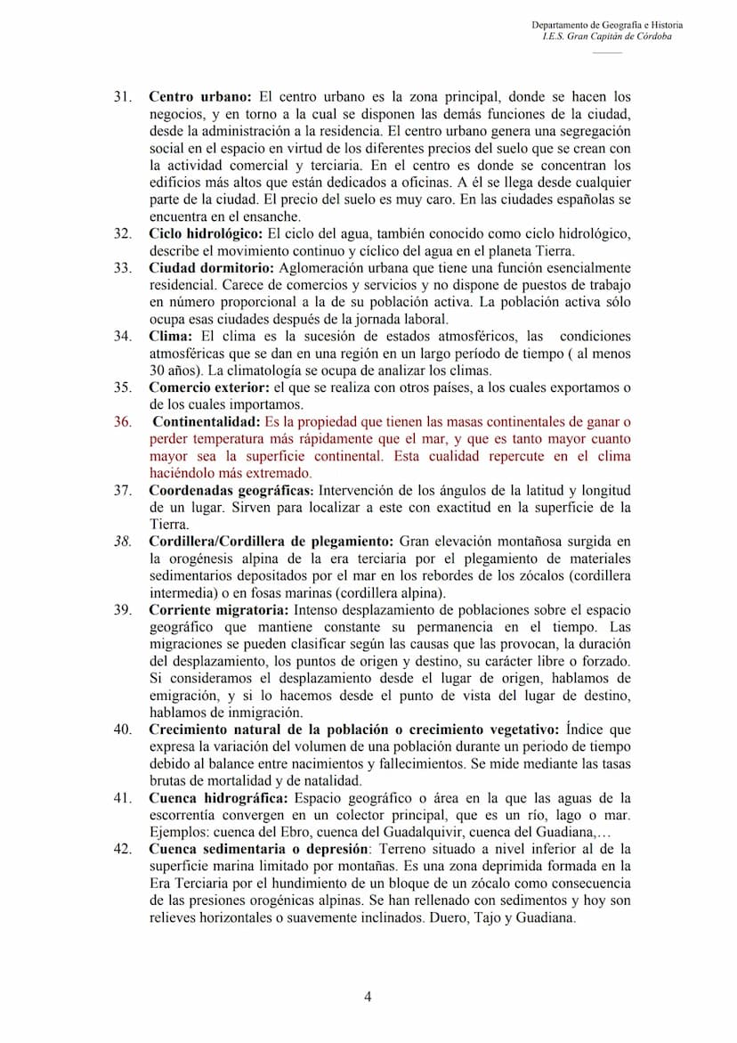 3.
4.
5.
6.
7.
CONCEPTOS DE GEOGRAFÍA
1.
2.
Departamento de Geografia e Historia
I.E.S. Gran Capitán de Córdoba
Aforo: Es la operación de me