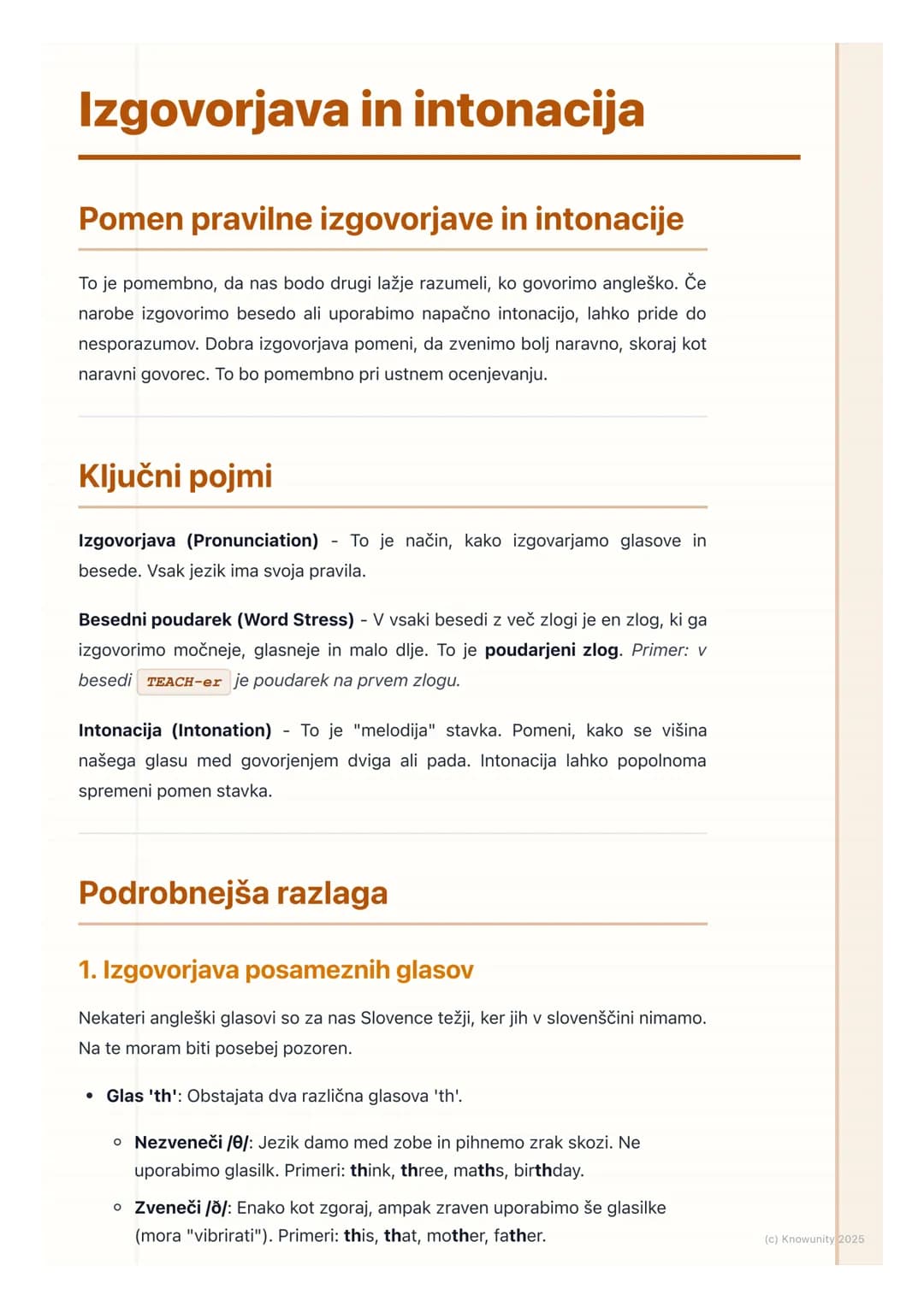 # Izgovorjava in intonacija

## Pomen pravilne izgovorjave in intonacije

To je pomembno, da nas bodo drugi lažje razumeli, ko govorimo angl