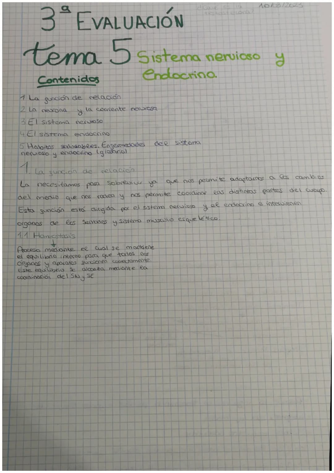 a
3 EVALUACIÓN
Contenidos
1 La función de relación
2 La neurona
3. El sistema nervioso
4 El sistema endocrino
la comente nerviosa
tema 5 Sis