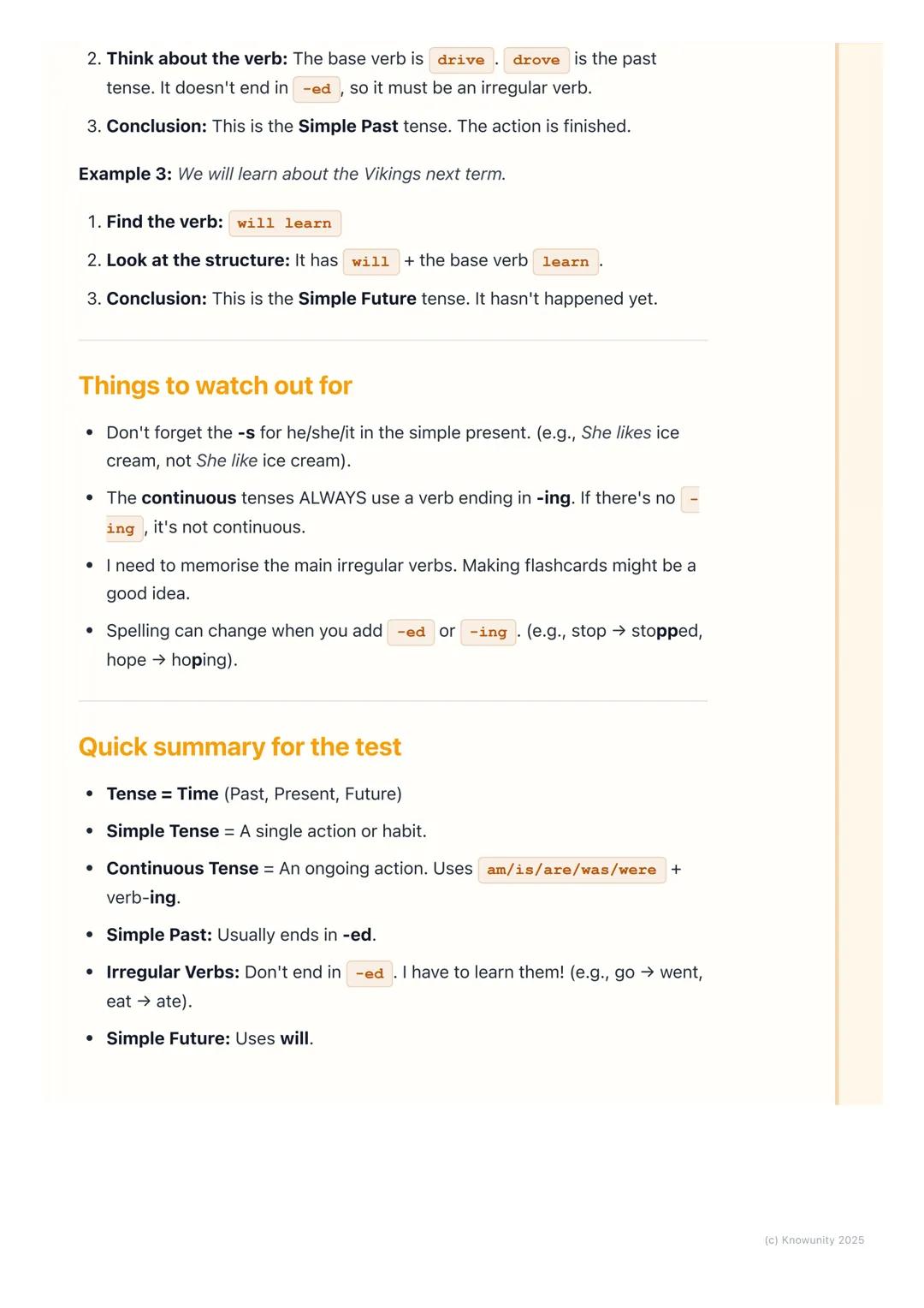 # Verb Tenses

What are verb tenses?

Verb tenses tell us when an action is happening. Verbs are the 'doing' words in
a sentence, and the te