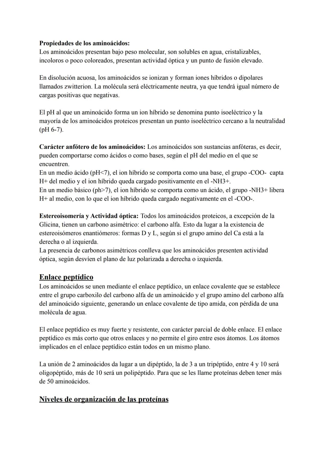 PROTEÍNAS
Son las macromoléculas más abundantes en la materia viva formados por la unión de
aminoácidos.
Químicamente están constituidas por