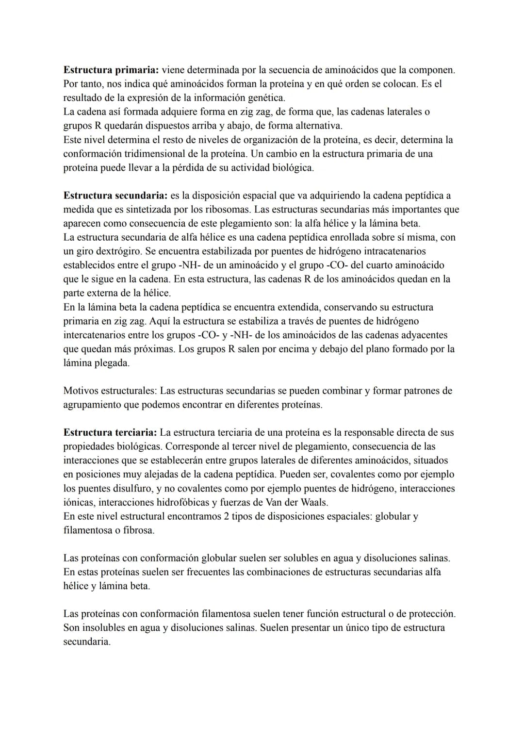 PROTEÍNAS
Son las macromoléculas más abundantes en la materia viva formados por la unión de
aminoácidos.
Químicamente están constituidas por