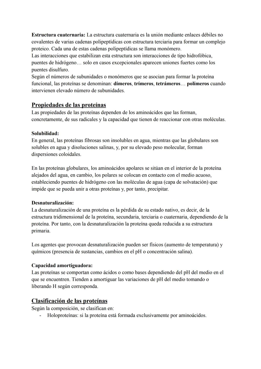 PROTEÍNAS
Son las macromoléculas más abundantes en la materia viva formados por la unión de
aminoácidos.
Químicamente están constituidas por