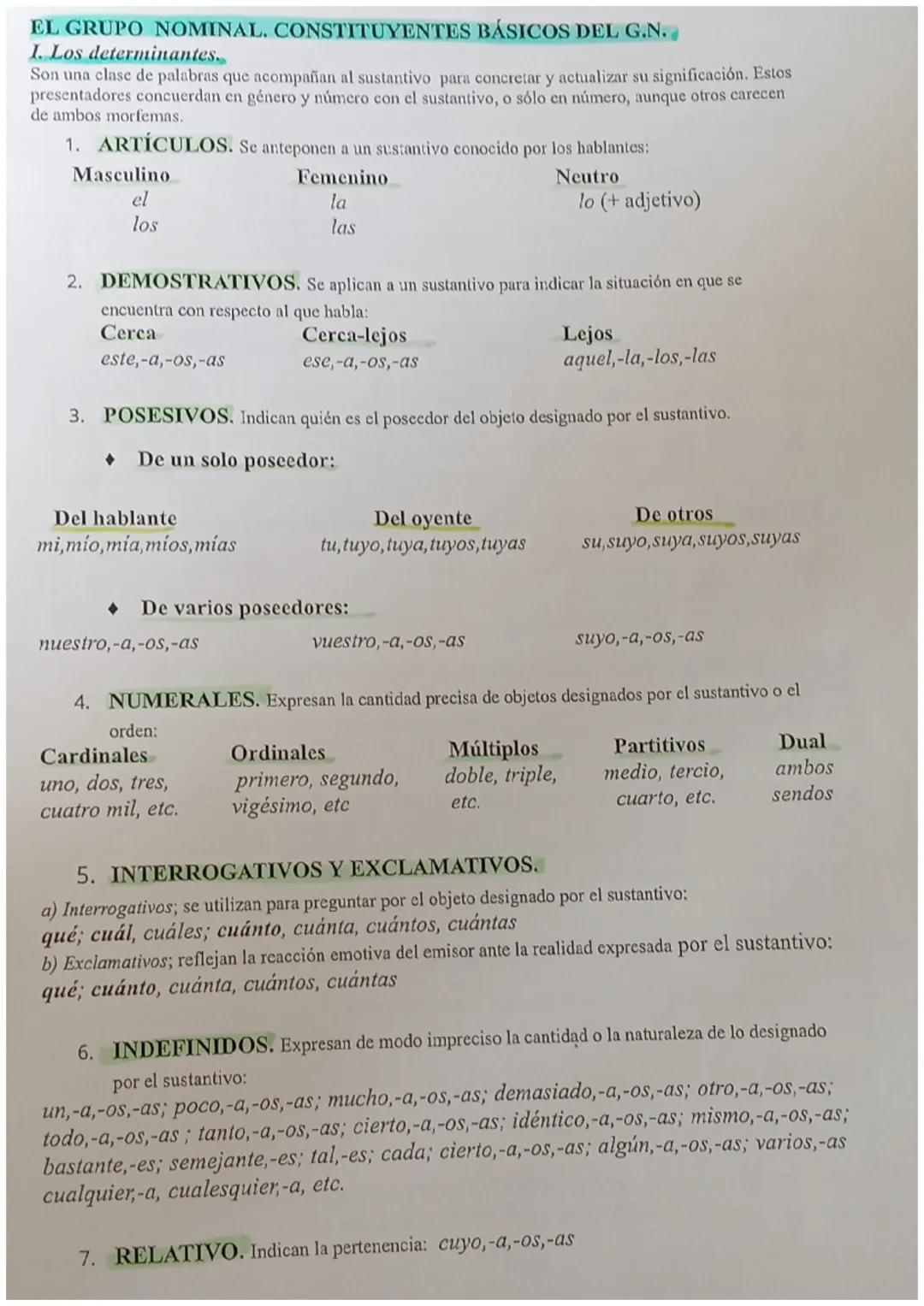 Determinantes y Pronombres