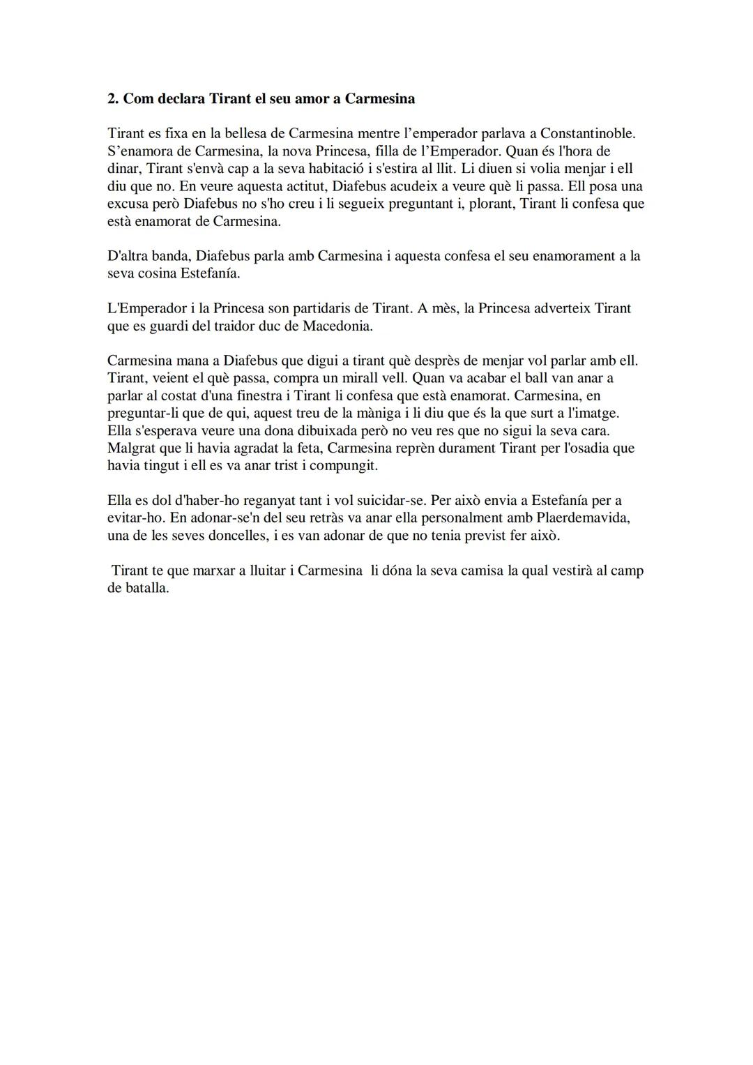 # RESUMENES TIRANT LO BLANC

L'excelent cavaller i compte Guillem vivia a l'illa anglesa de Varoic. Després de tants
enfrontaments i tanta g