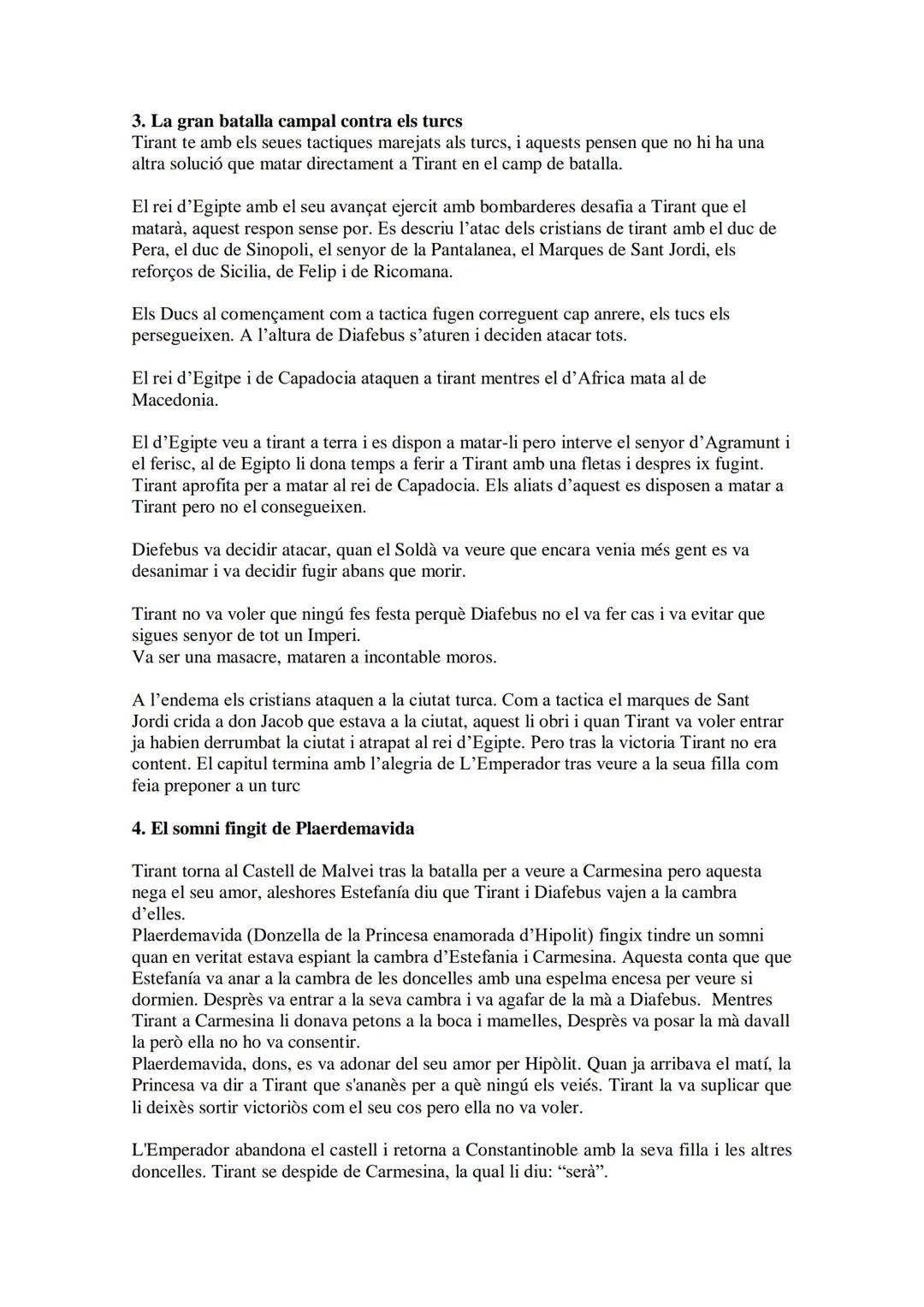 # RESUMENES TIRANT LO BLANC

L'excelent cavaller i compte Guillem vivia a l'illa anglesa de Varoic. Després de tants
enfrontaments i tanta g