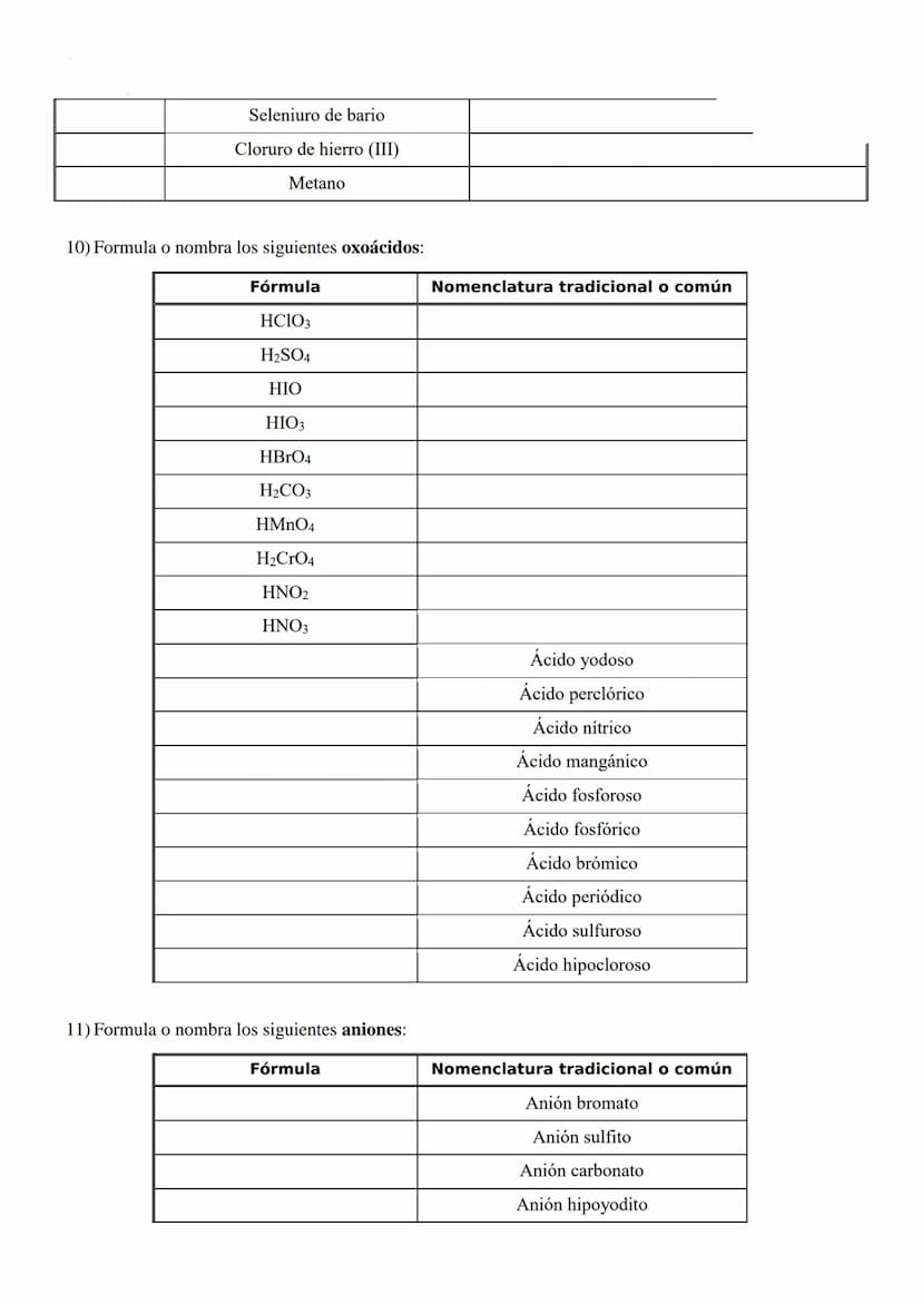 1) Nombra los siguientes óxidos por las dos nomenclaturas:
Basada en el n.o. (Stock)
Fórmula
Na₂O
FeO
Cdo
CozO3
Cu₂0
CuO
Sno
SnO₂
K₂0
Pbo
Pb