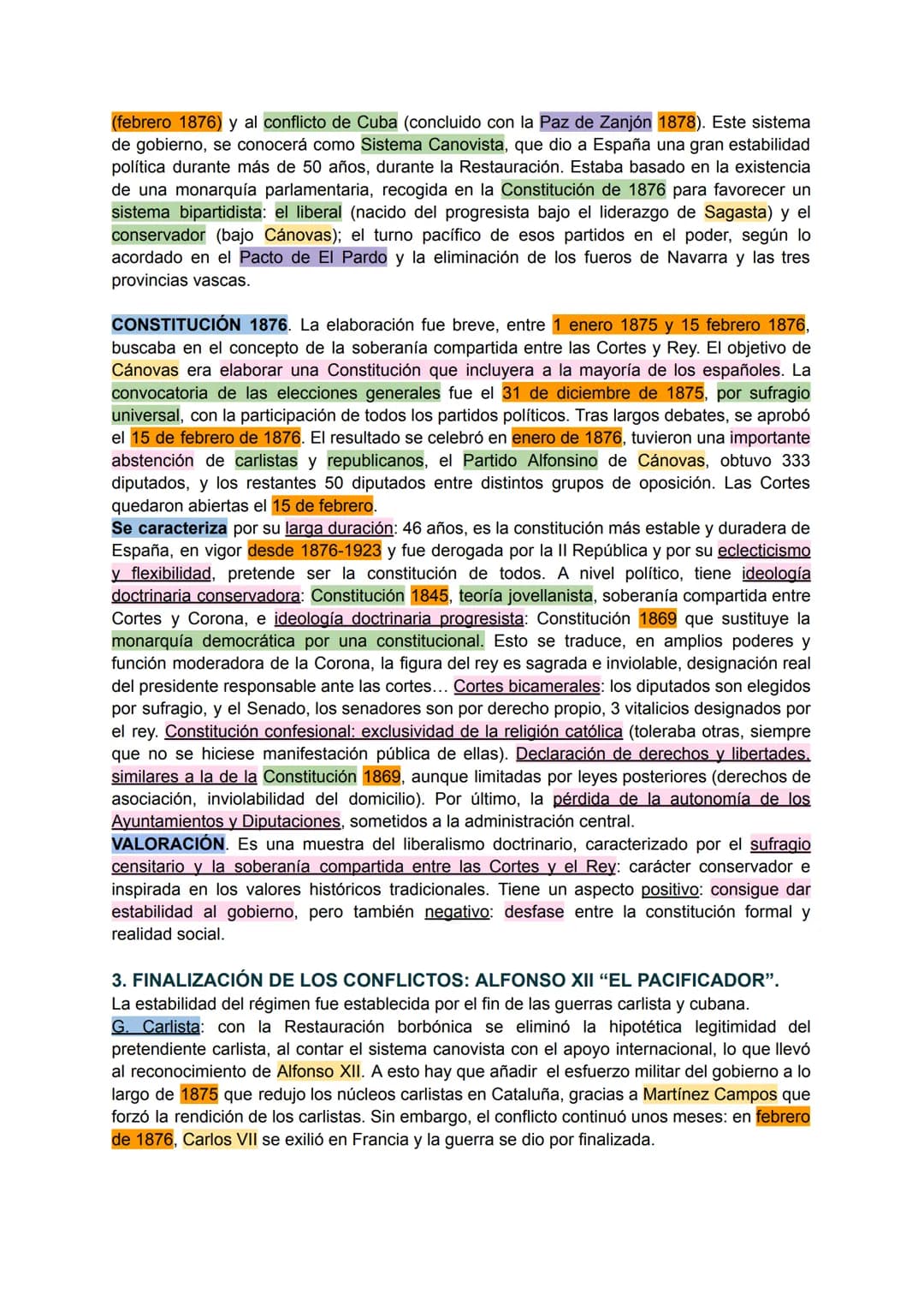 7.1 LA RESTAURACIÓN.
Definimos como Restauración, al periodo histórico a finales del siglo XIX que se caracteriza
por la vuelta al trono de 