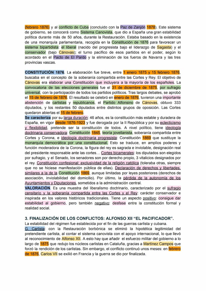 7.1 LA RESTAURACIÓN.
Definimos como Restauración, al periodo histórico a finales del siglo XIX que se caracteriza
por la vuelta al trono de 