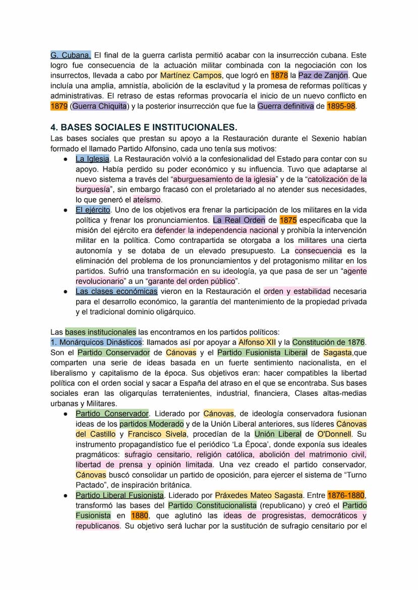 7.1 LA RESTAURACIÓN.
Definimos como Restauración, al periodo histórico a finales del siglo XIX que se caracteriza
por la vuelta al trono de 