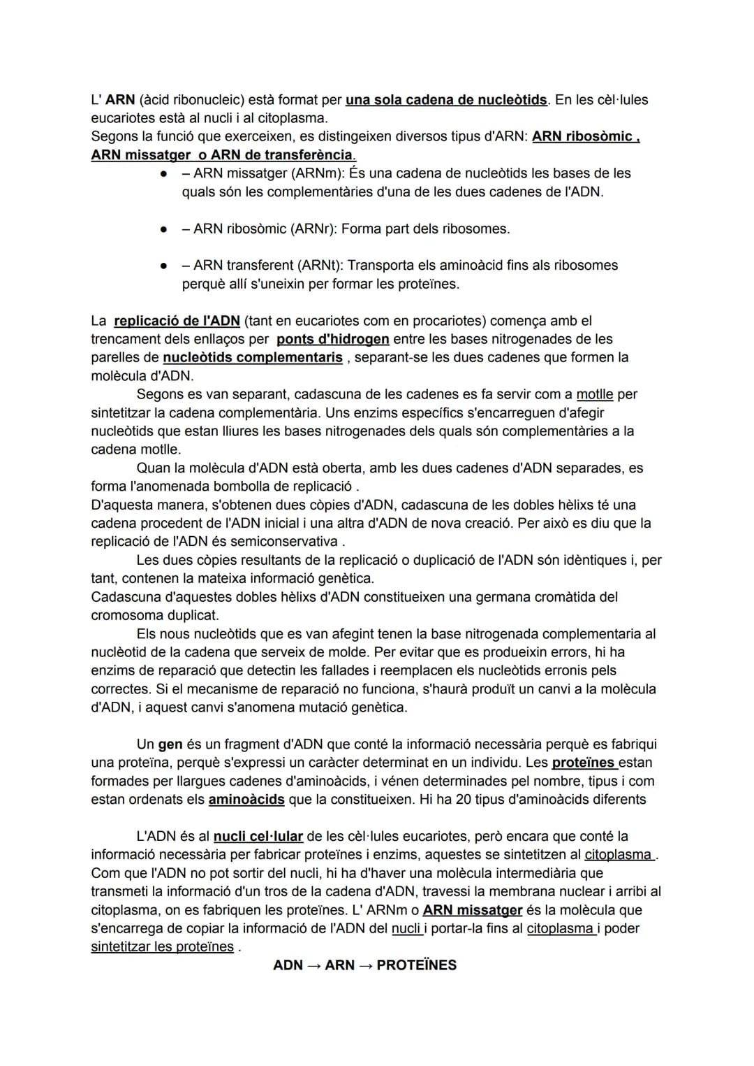 La informació genètica: els àcids nucleics
Tots els éssers vius tenen dos tipus d'àcids nucleics: I' ADN i l' ARN.
L'ADN (àcid desoxiribonuc