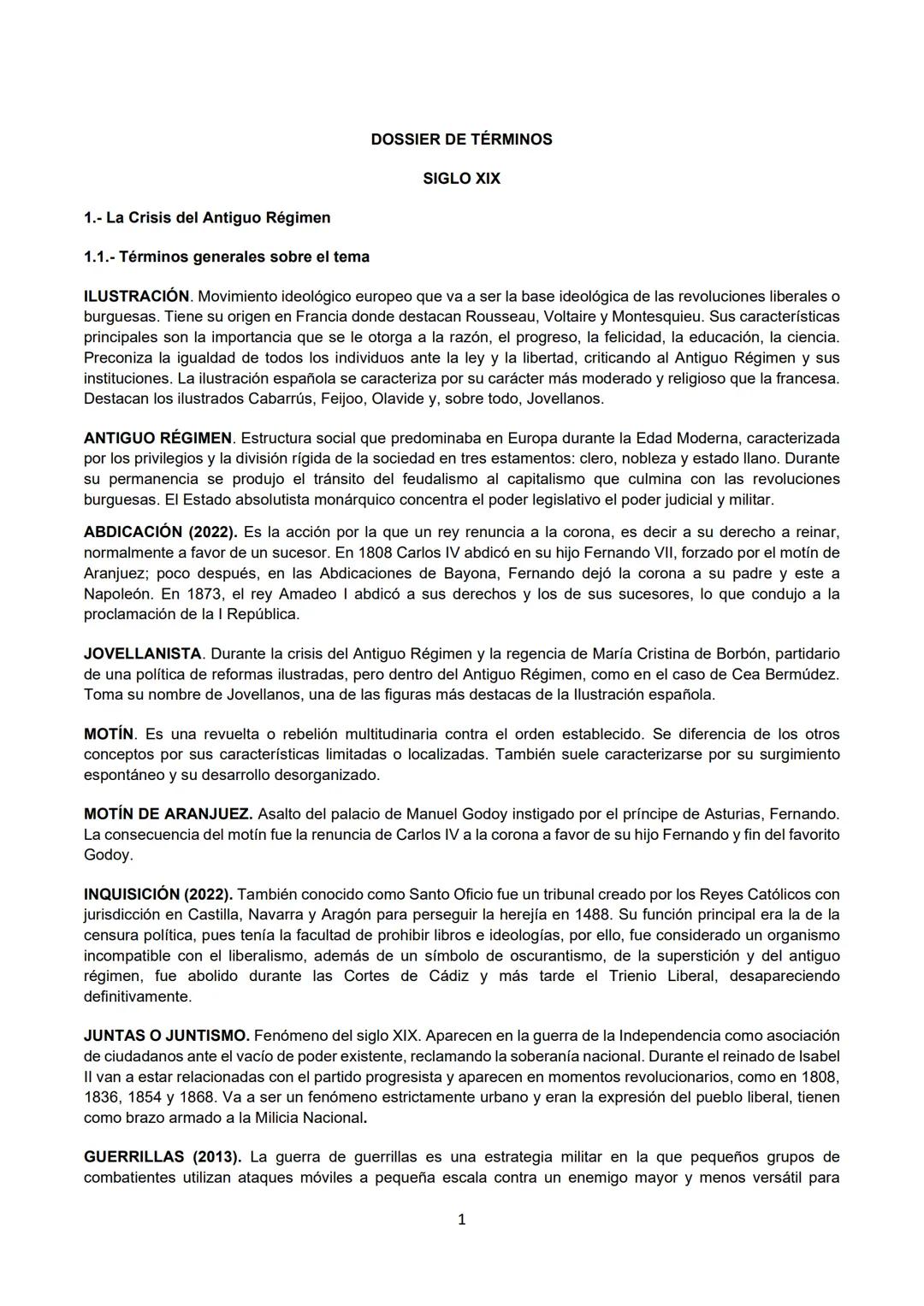 DOSSIER DE TÉRMINOS

SIGLO XIX

1.- La Crisis del Antiguo Régimen

1.1.- Términos generales sobre el tema

ILUSTRACIÓN. Movimiento ideológic
