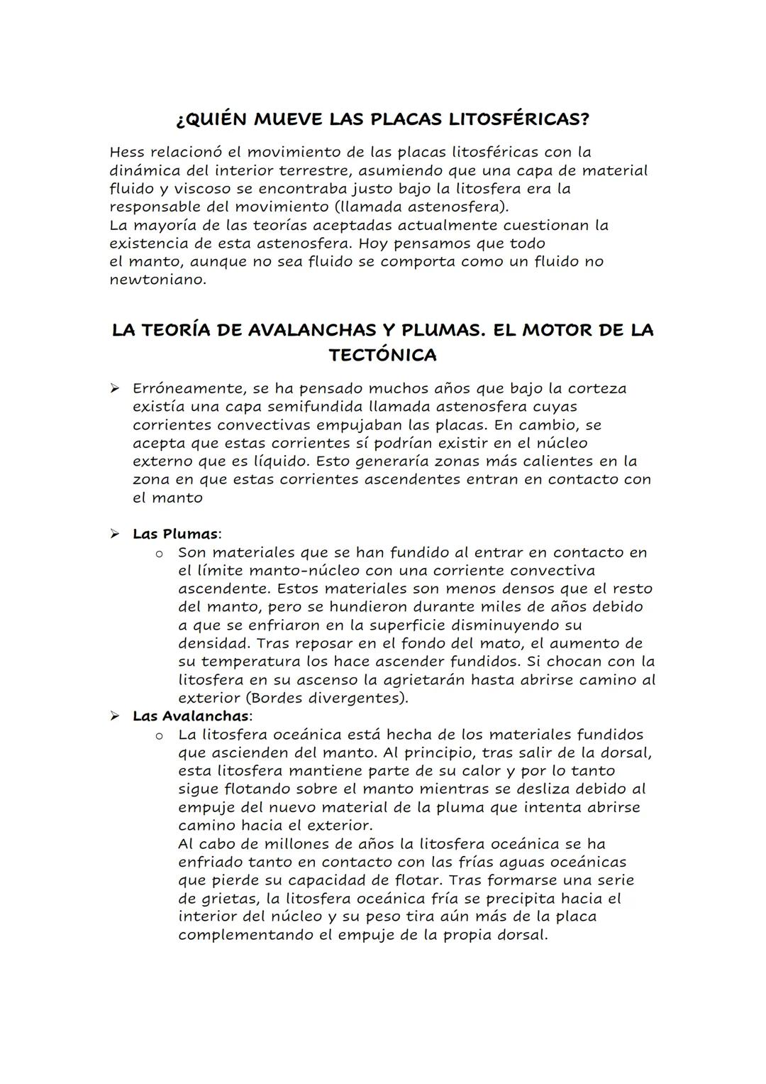 # ¿QUIÉN MUEVE LAS PLACAS LITOSFÉRICAS?

Hess relacionó el movimiento de las placas litosféricas con la
dinámica del interior terrestre, asu