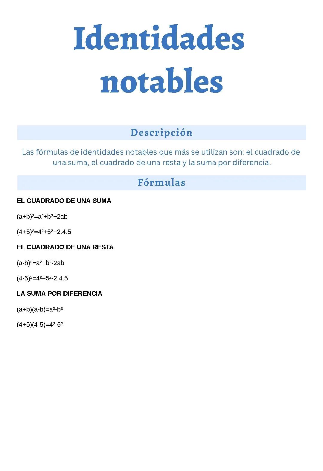 Identidades Notables 