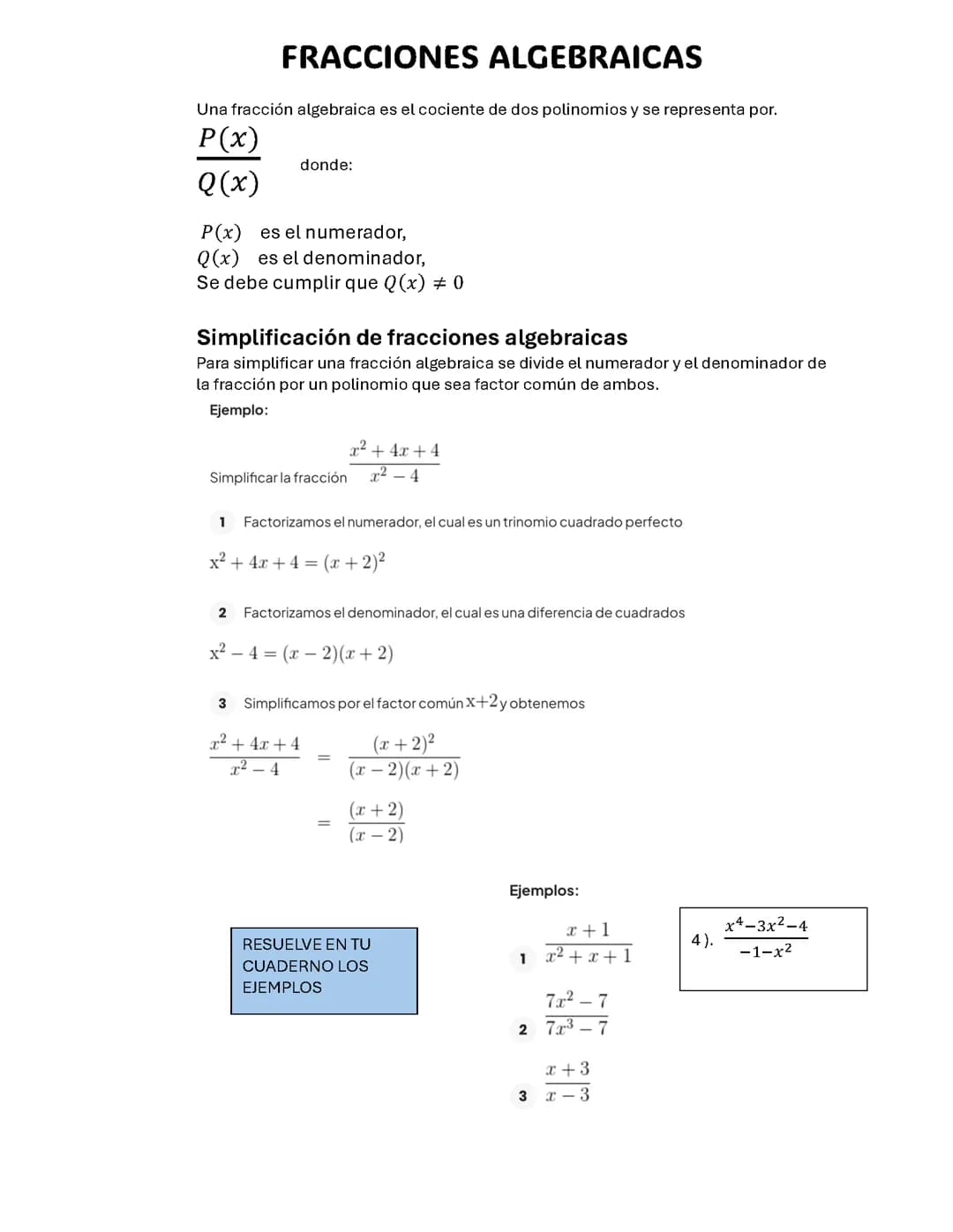 Fracciones Algebraicas