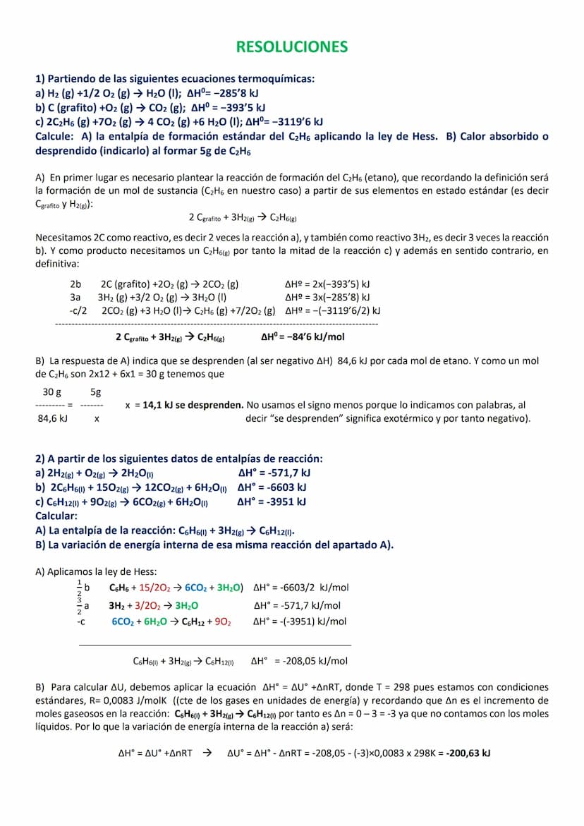 EJERCICIOS RESUELTOS DE TERMOQUÍMICA 1º BACHILLERATO
Los ejercicios más largos no significan que sean más difíciles. Puede ser más largo por