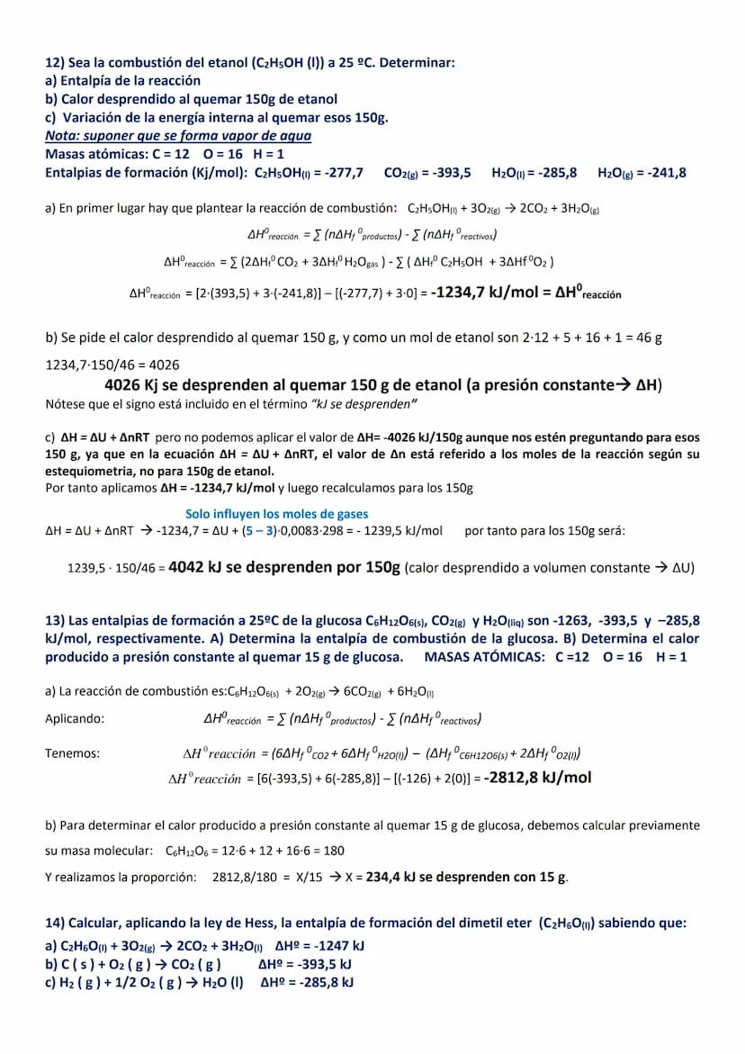 EJERCICIOS RESUELTOS DE TERMOQUÍMICA 1º BACHILLERATO
Los ejercicios más largos no significan que sean más difíciles. Puede ser más largo por