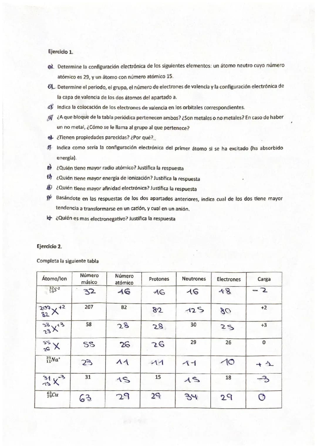 5
Identificación de un átomo
no másico & A
no atómico
ہوئے
Número a número másico
Número &→ número atômico - protones
Electrones-orbitales,
