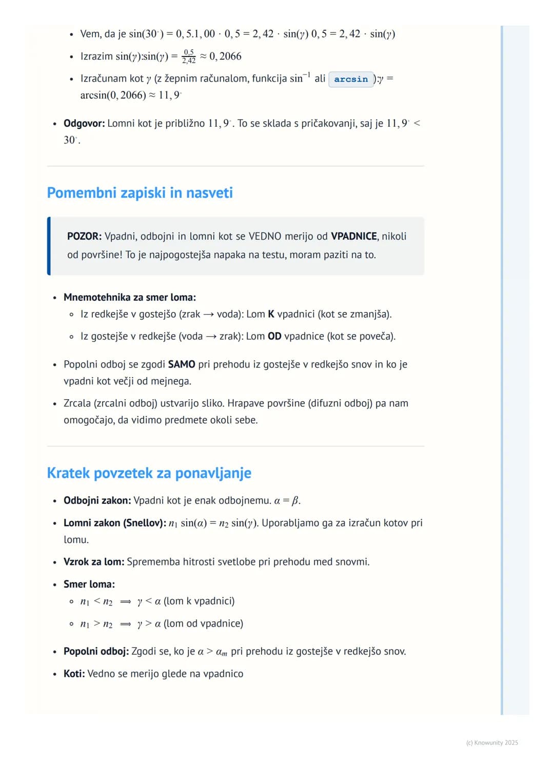 # Odboj in lom svetlobe

Uvod v odboj in lom svetlobe

Svetloba potuje po prostoru v obliki valovanja. V homogenem sredstvu, kot je zrak,
po