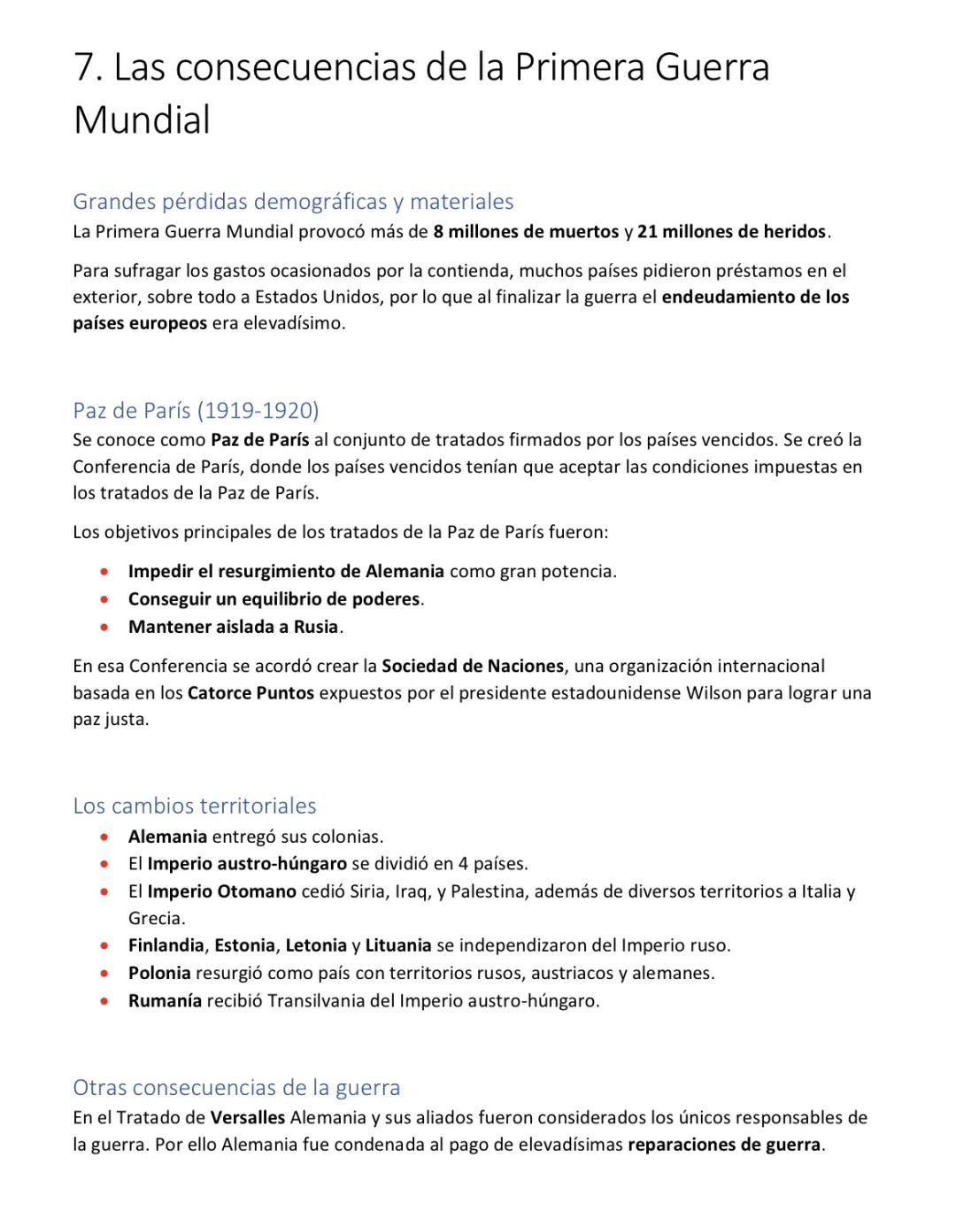 Impactos de la Primera Guerra Mundial: Cambios y Consecuencias