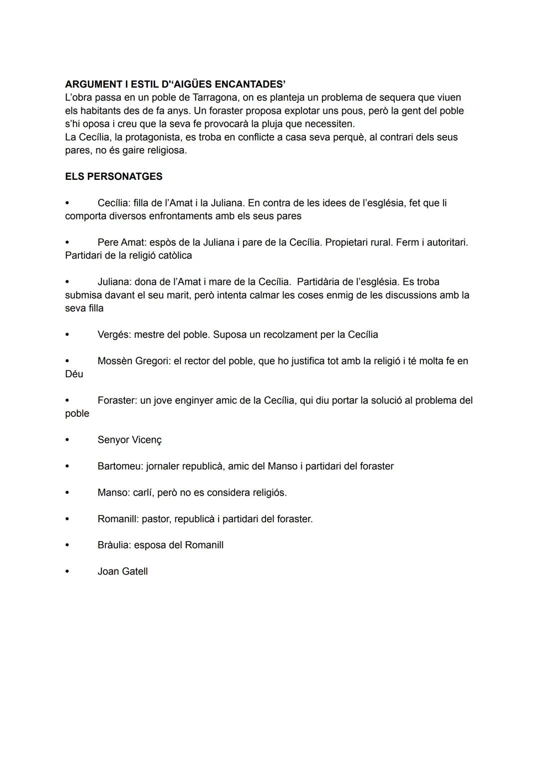 # ARGUMENT I ESTIL D'AIGÜES ENCANTADES'

L'obra passa en un poble de Tarragona, on es planteja un problema de sequera que viuen
els habitant