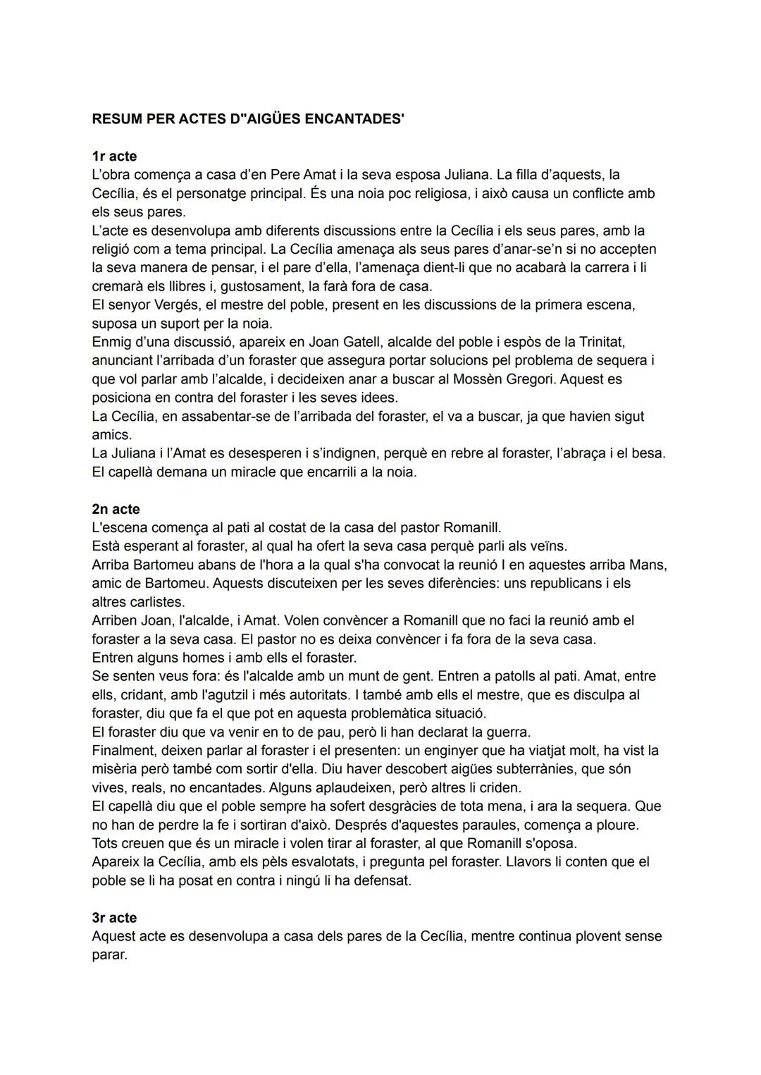# ARGUMENT I ESTIL D'AIGÜES ENCANTADES'

L'obra passa en un poble de Tarragona, on es planteja un problema de sequera que viuen
els habitant