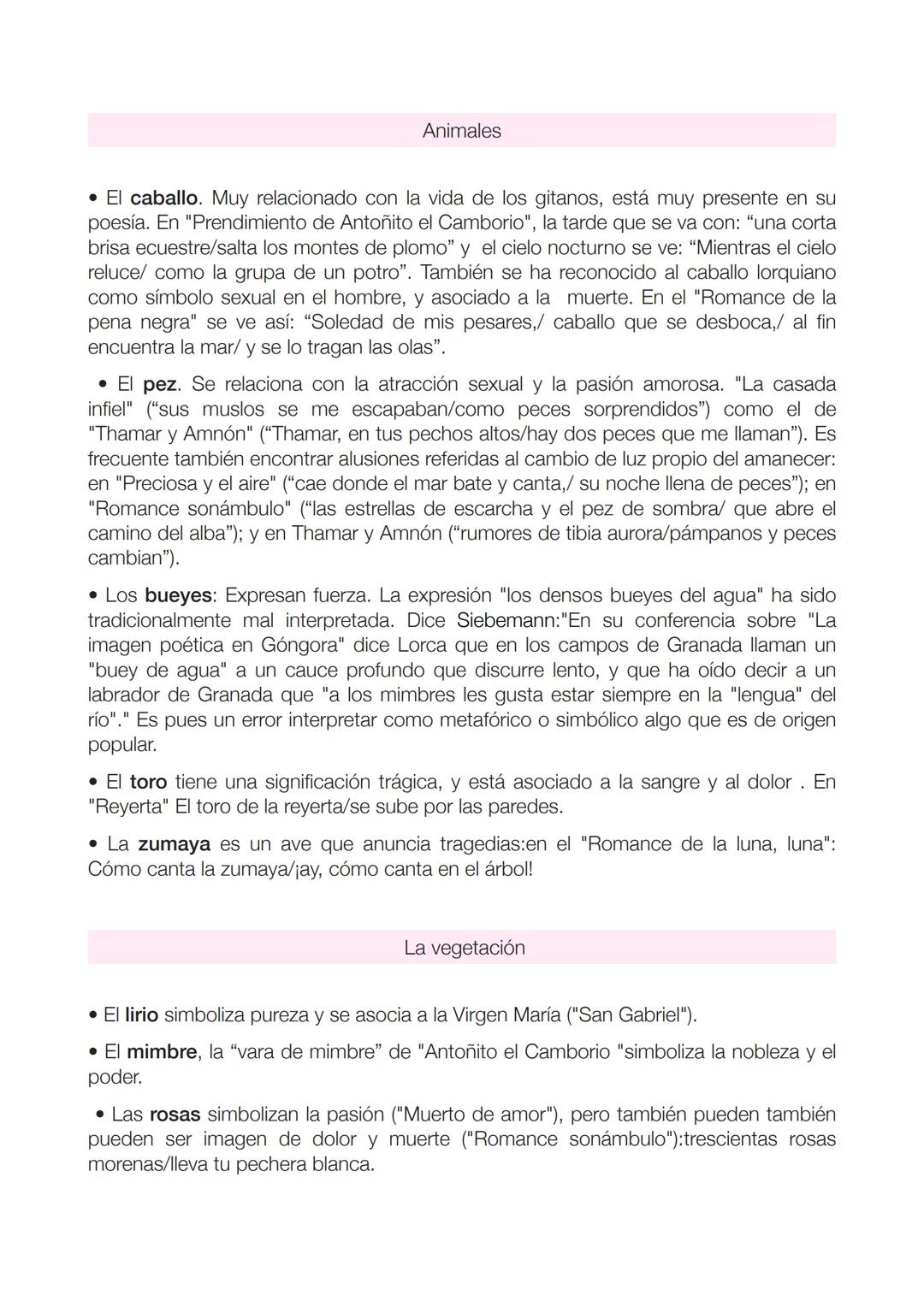 Respecto a la extensión que abarcan los símbolos en el Romancero Gitano, hay
algunos que se alargan a todo el poema (el verde del "Romance s