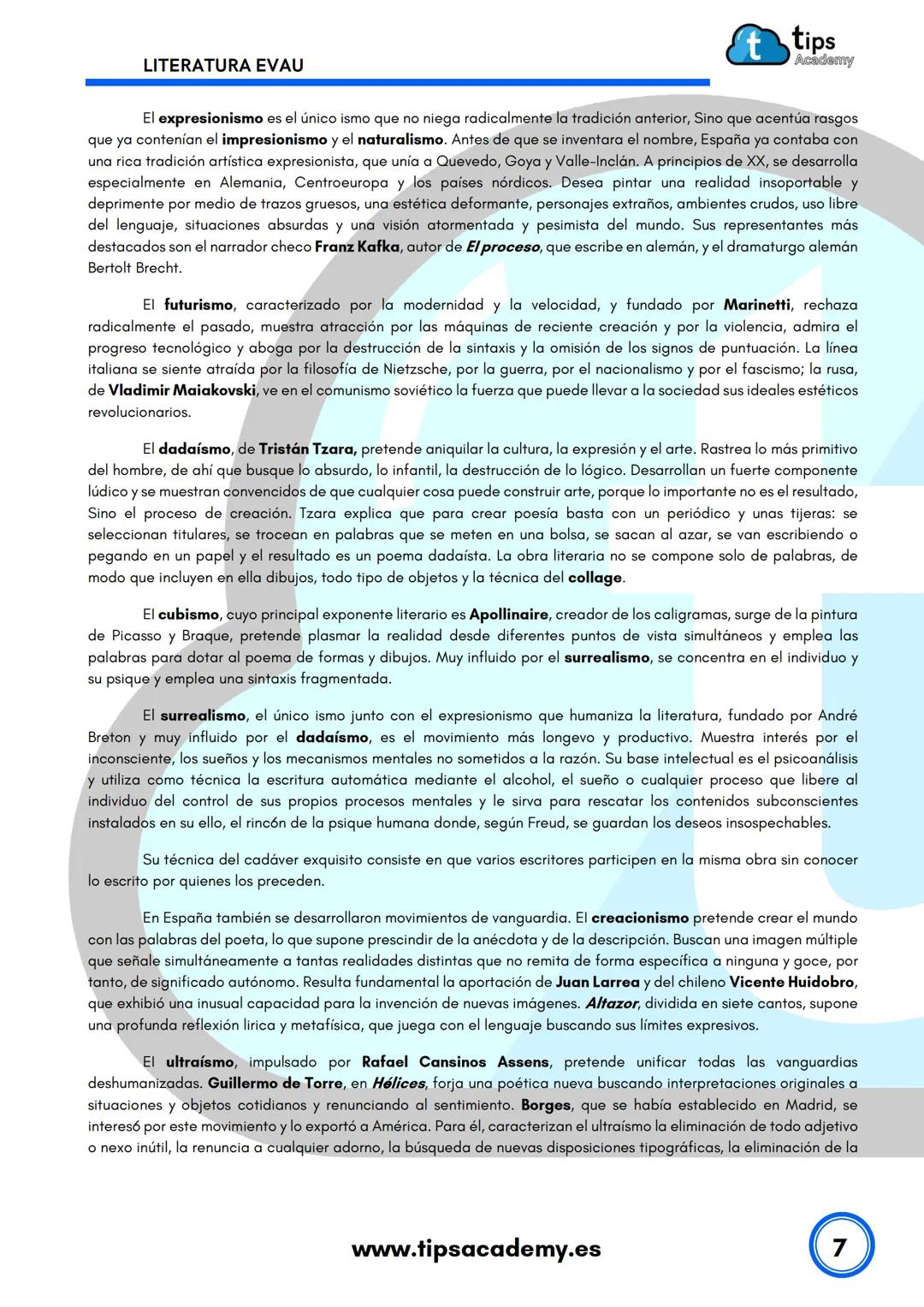 # LENGUA

2º BACHILLERATO

Resúmenes literatura 2023-2024

www.tipsacademy.es # LITERATURA EVAU

tips
Academy

1. EL REALISMO Y EL NATURALIS