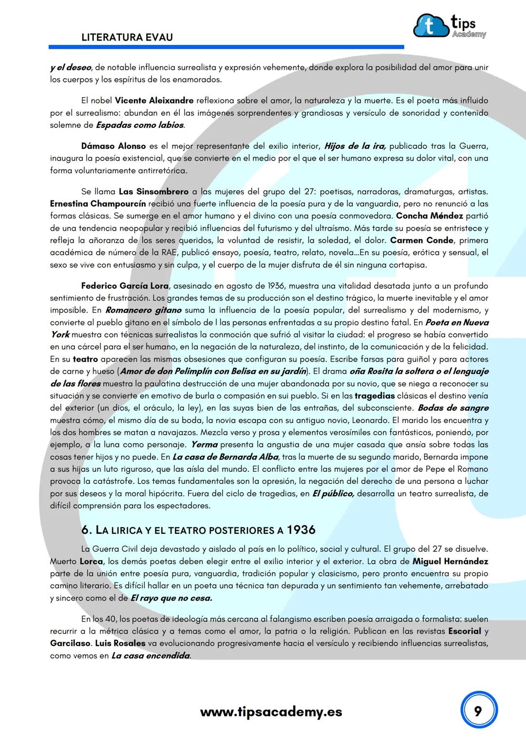 # LENGUA

2º BACHILLERATO

Resúmenes literatura 2023-2024

www.tipsacademy.es # LITERATURA EVAU

tips
Academy

1. EL REALISMO Y EL NATURALIS