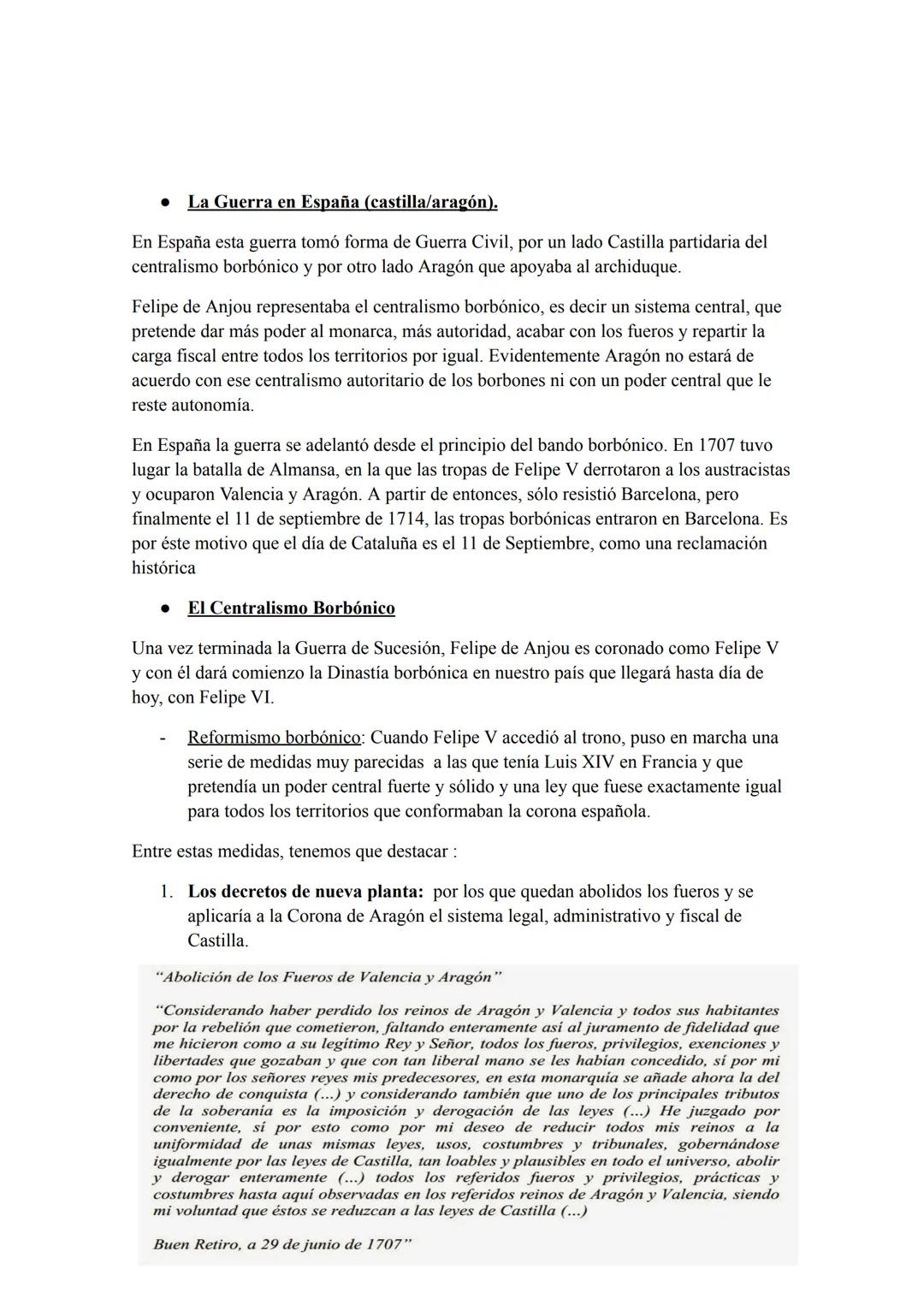 # HISTORIA DE ESPAÑA, DE CARLOS II A
FERNANDO VII.

El siglo XVIII en España comienza con el fin de la dinastía reinante los Austrias y el
c