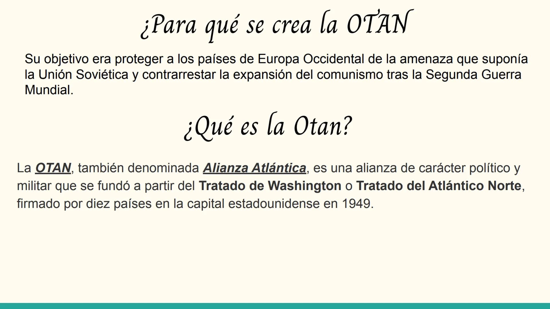 OTAN
4 de abril de 1949
Natalia y Nadir
LA GUERRA FRÍA
CREACIÓN DE LA OTAN
Y
EL PACTO DE VARSOV
МИРА
Colos
И
ВАРШАВСКИЙ
AM3MA
Del 14 de mayo
