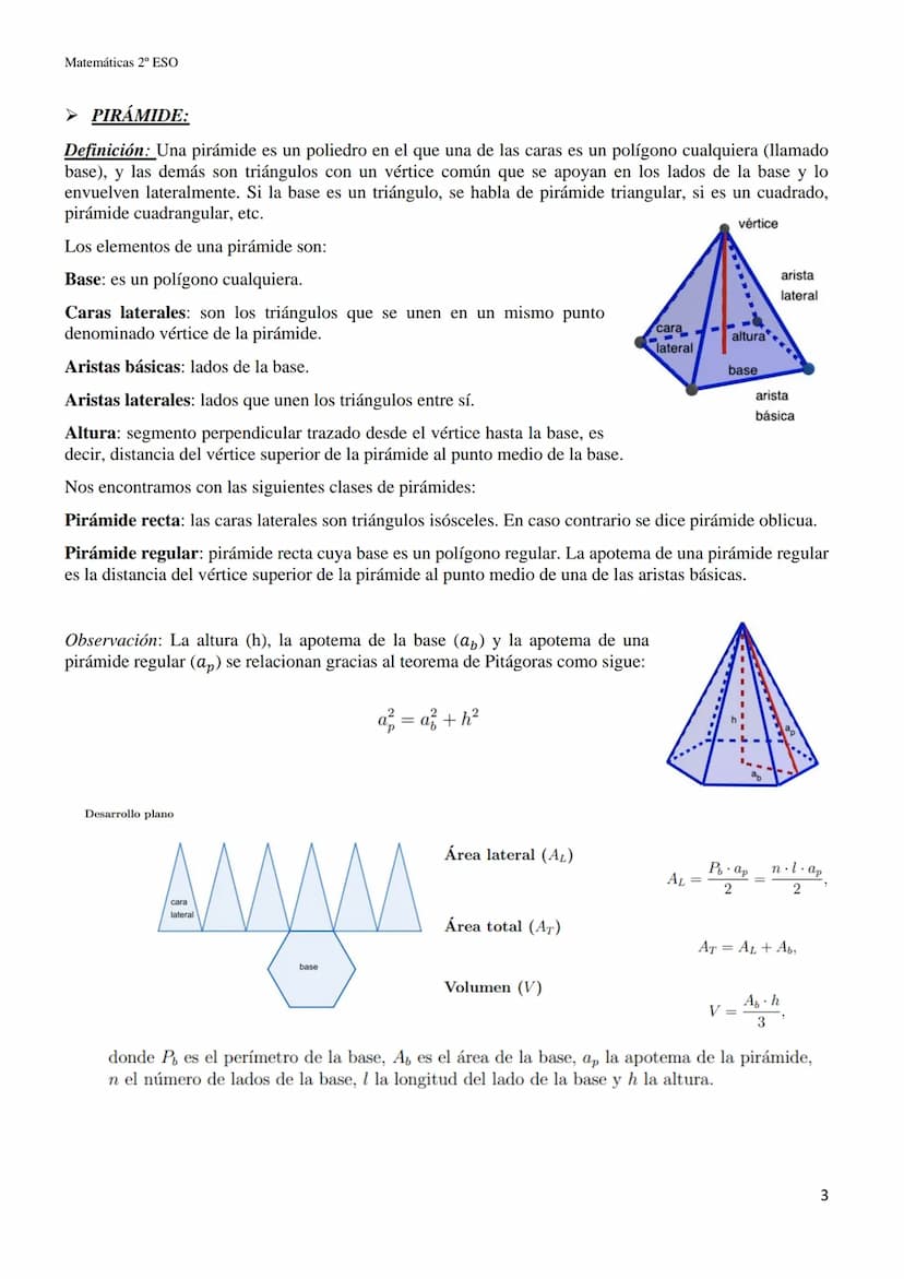Matemáticas 2º ESO
CUERPOS GEOMÉTRICOS
Definición: Un poliedro es un cuerpo geométrico limitado por cuatro o más polígonos.
Los elementos pr