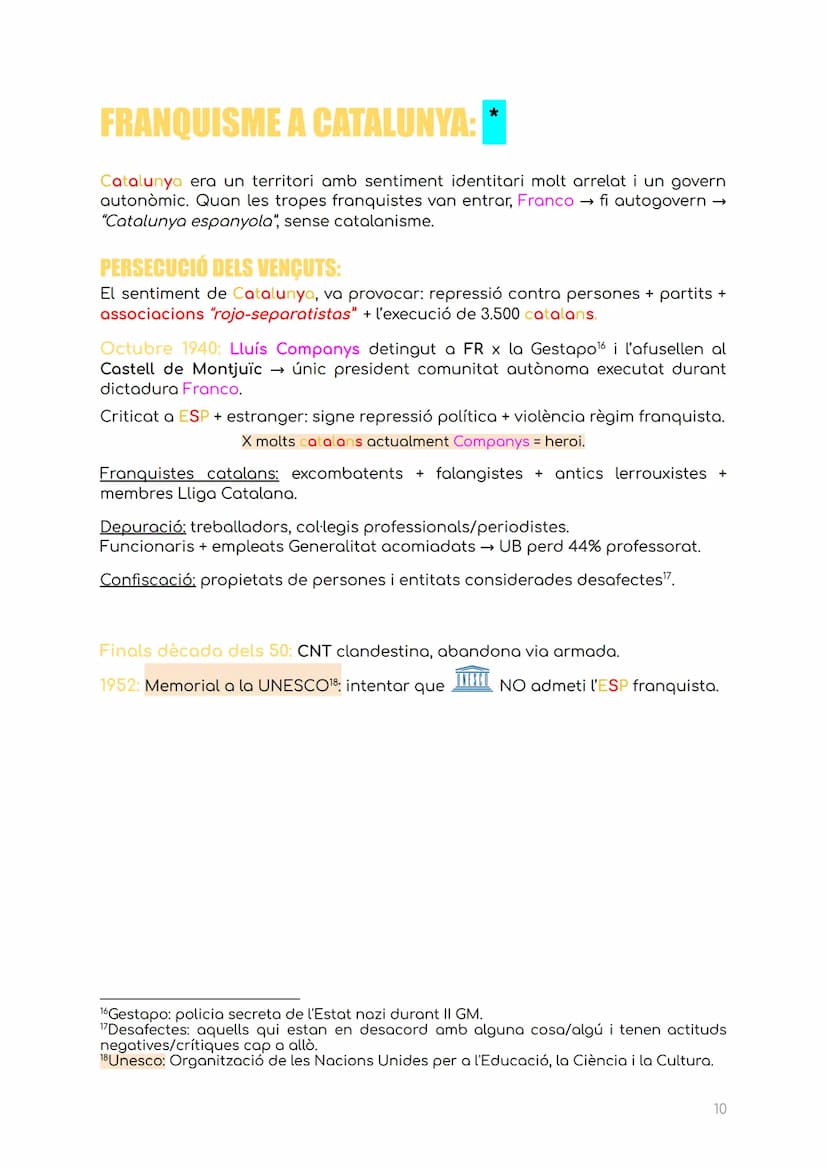 HISTÒRIA T5: El Franquisme
Franquisme: període on un règim totalitari (establert x força militar) que va
eliminar la REP legalment constituï