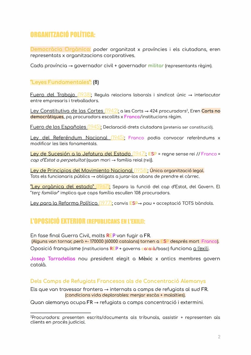 HISTÒRIA T5: El Franquisme
Franquisme: període on un règim totalitari (establert x força militar) que va
eliminar la REP legalment constituï