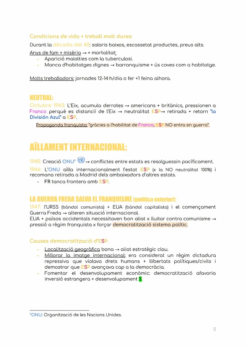HISTÒRIA T5: El Franquisme
Franquisme: període on un règim totalitari (establert x força militar) que va
eliminar la REP legalment constituï