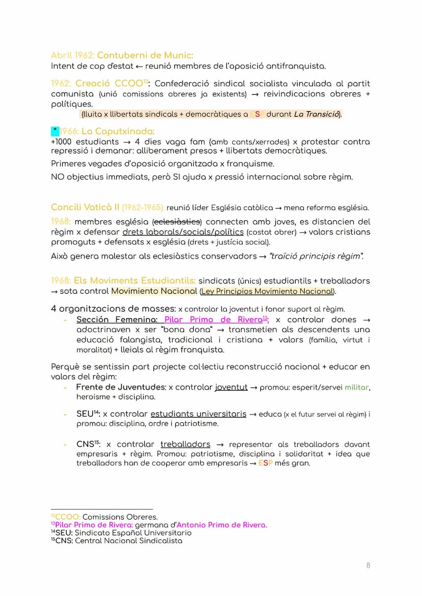 HISTÒRIA T5: El Franquisme
Franquisme: període on un règim totalitari (establert x força militar) que va
eliminar la REP legalment constituï