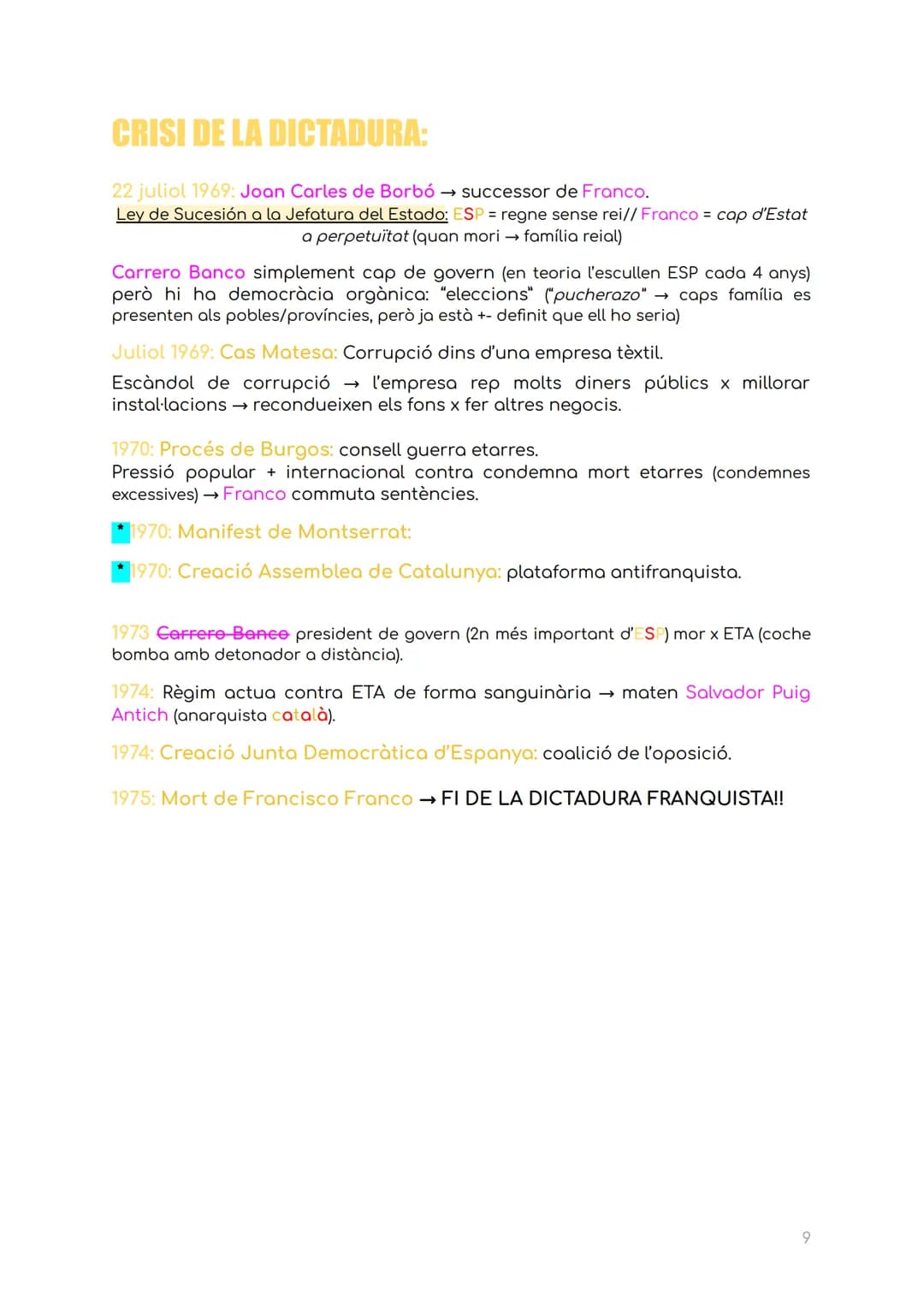 HISTÒRIA T5: El Franquisme
Franquisme: període on un règim totalitari (establert x força militar) que va
eliminar la REP legalment constituï