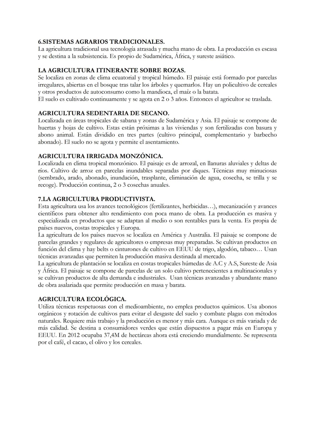 TEMA 6 GEOGRFÍA
1.LOS ESPACIOS AGRARIOS.
El sector primario se compone de las actividades económicas usadas para obtener recursos de la
natu
