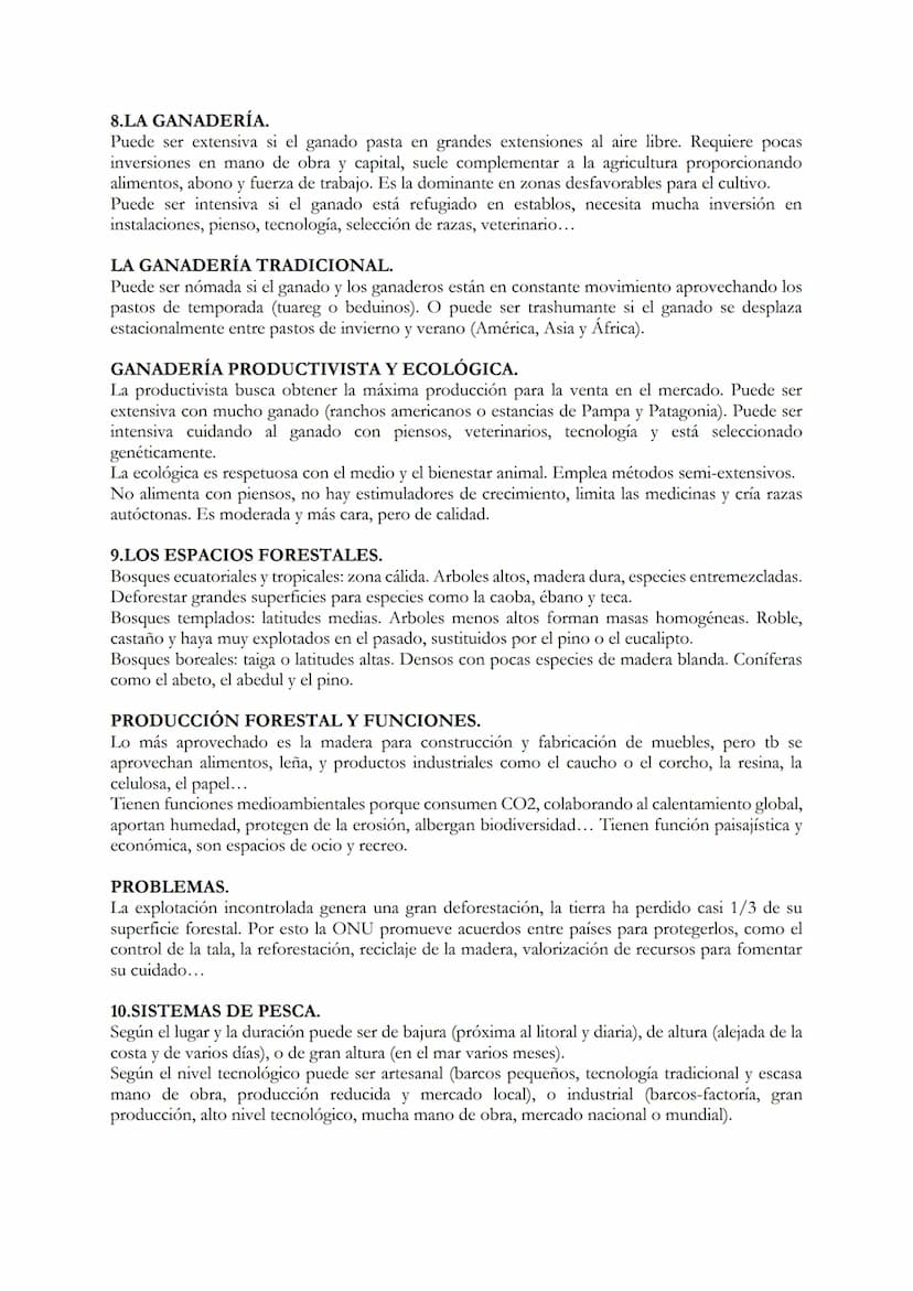 TEMA 6 GEOGRFÍA
1.LOS ESPACIOS AGRARIOS.
El sector primario se compone de las actividades económicas usadas para obtener recursos de la
natu