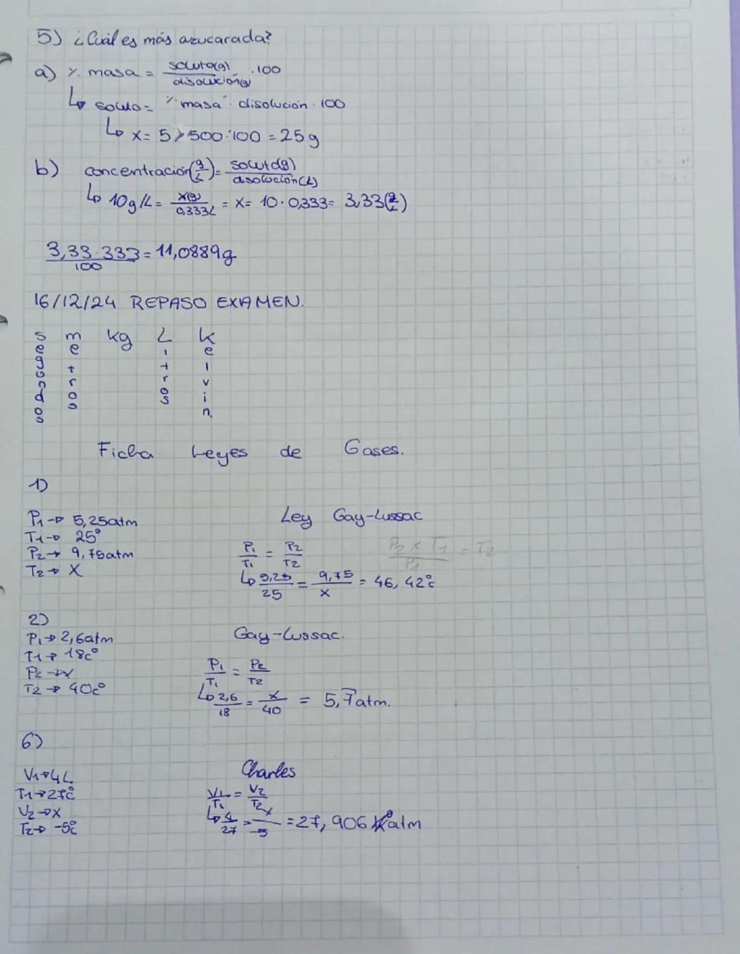 # fisica y Quimica

14/12/24 REPASO DE EXAMEN

Leyes

Botas Granvía Capa

Boyle Temperatura

Lo P. Vi = Pa Va

Ejercicios

1) Un recipiente 