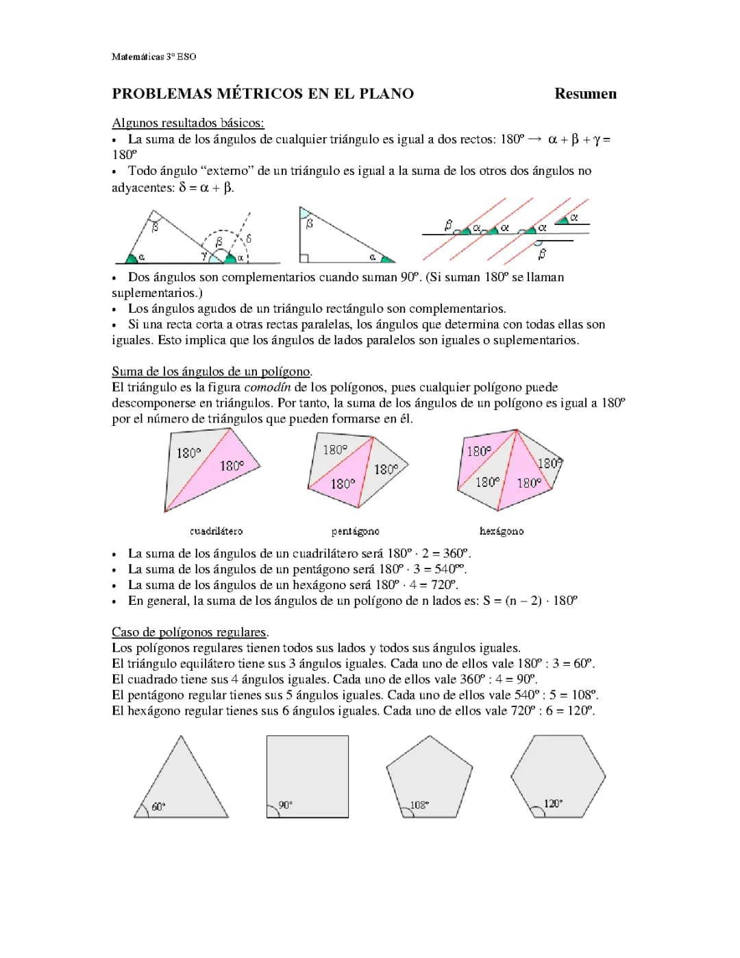 Problemas métricos en el plano 