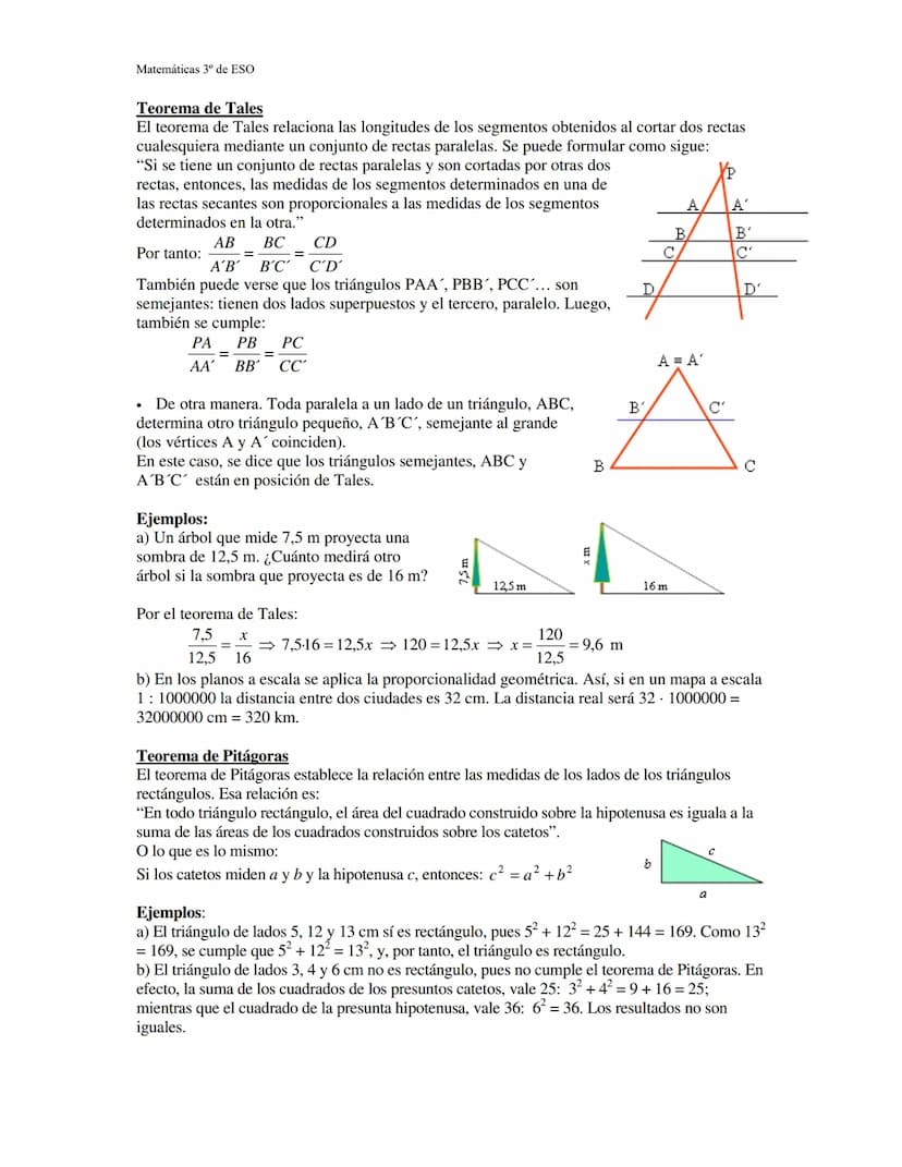 Matemáticas 3º ESO
PROBLEMAS MÉTRICOS EN EL PLANO
Algunos resultados básicos:
La suma de los ángulos de cualquier triángulo es igual a dos r