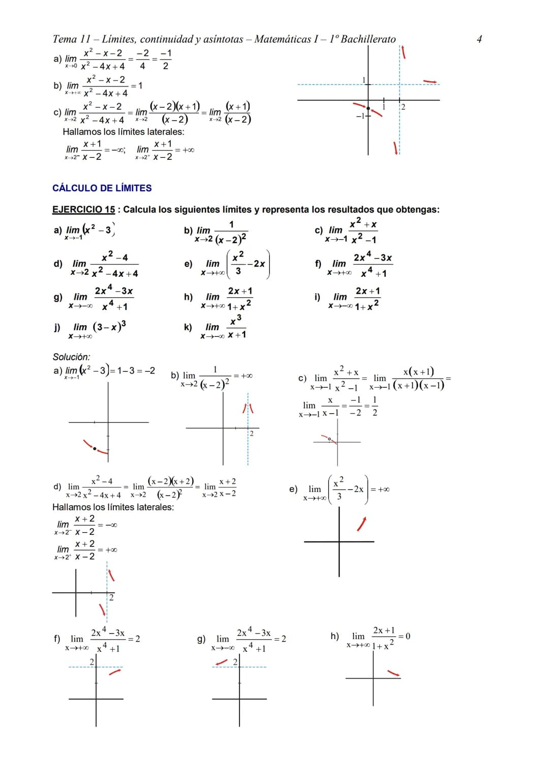 Tema 11- Límites, continuidad y asíntotas - Matemáticas I - 1° Bachillerato
TEMA 11 - LÍMITES, CONTINUIDAD Y ASÍNTOTAS
CÁLCULO GRÁFICO DE LÍ