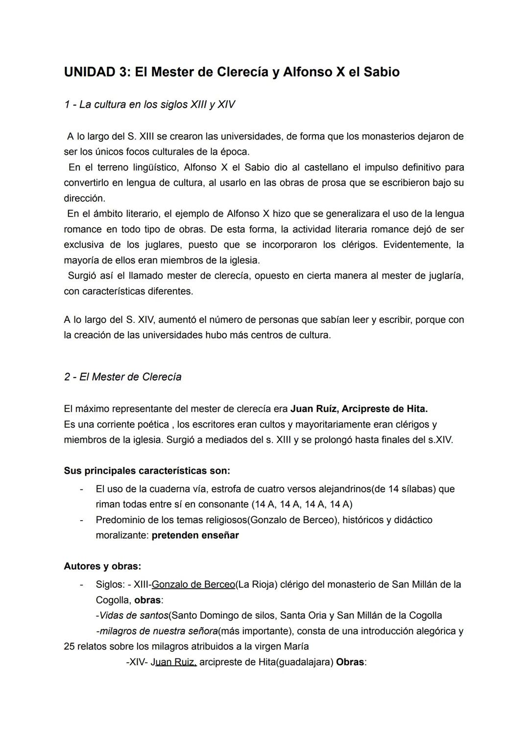UNIDAD 3: El Mester de Clerecía y Alfonso X el Sabio
1 - La cultura en los siglos XIII y XIV
A lo largo del S. XIII se crearon las universid
