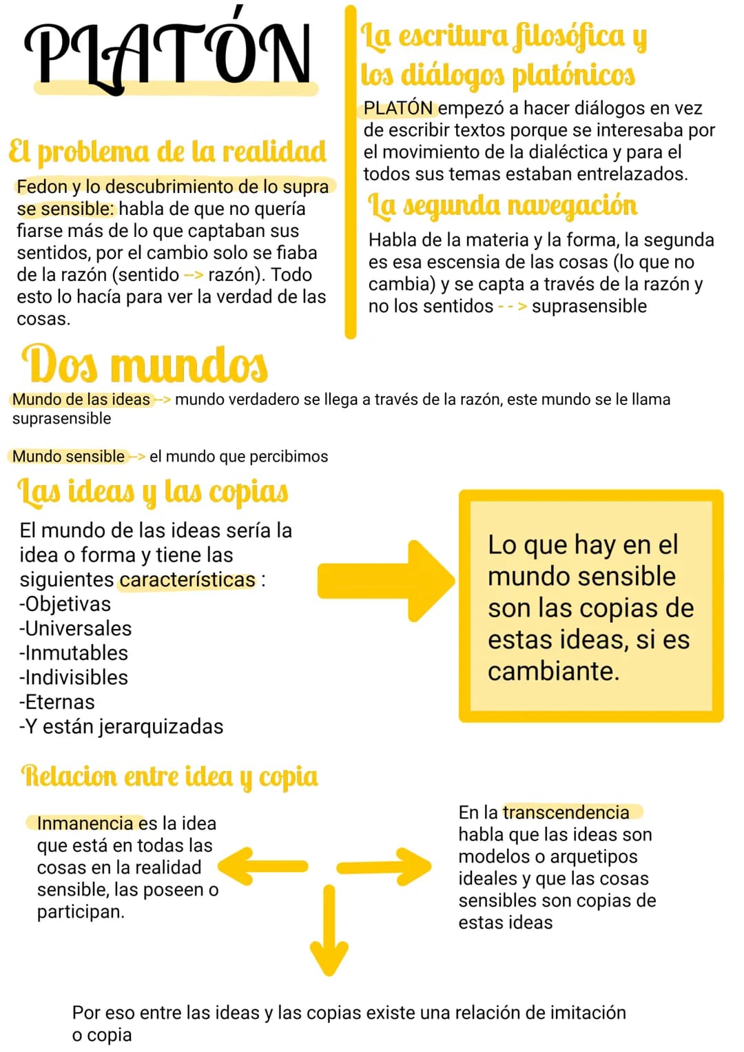 PLATÓN
El problema de la realidad
Fedon y lo descubrimiento de lo supra
se sensible: habla de que no quería
fiarse más de lo que captaban su