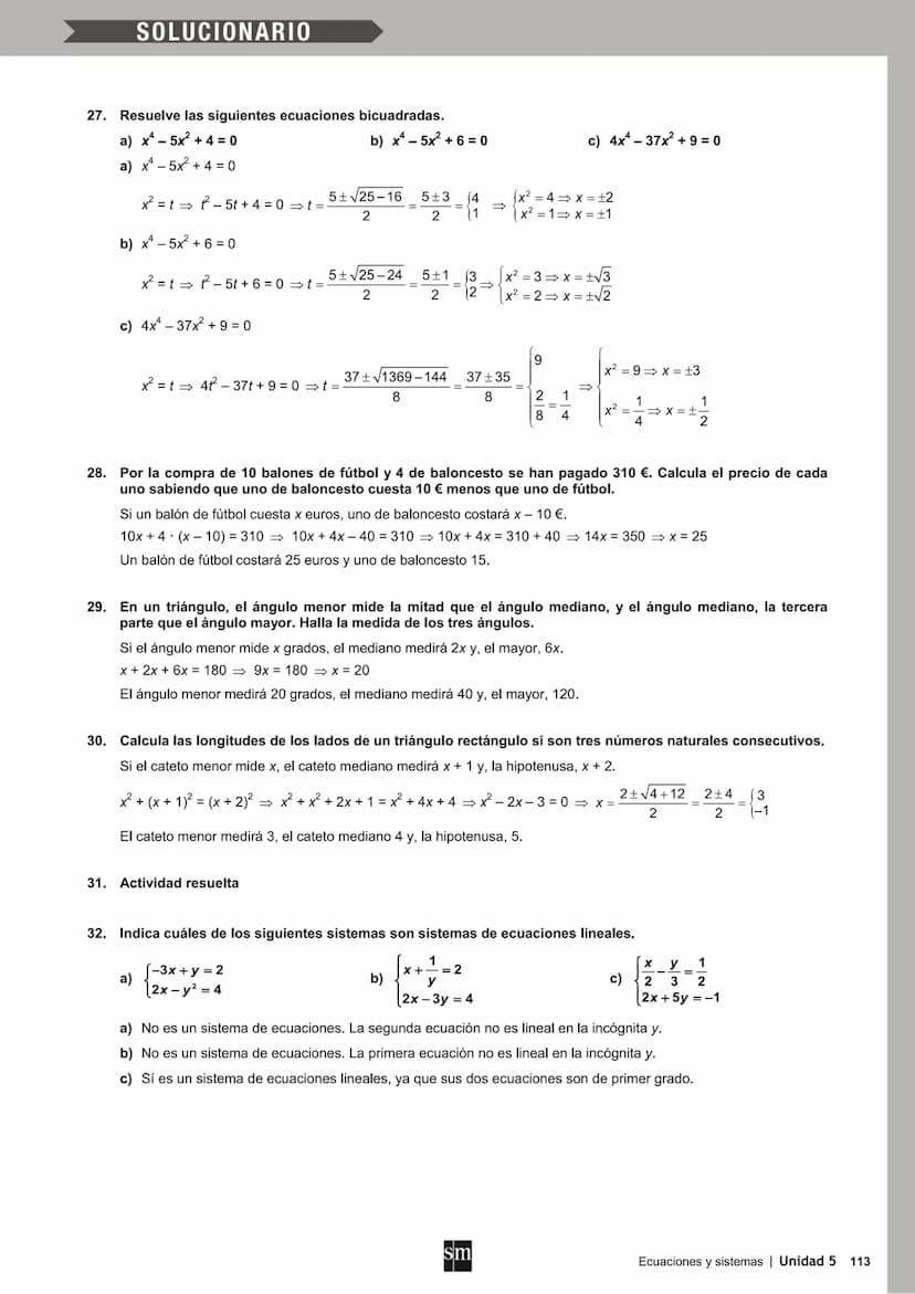 SOLUCIONARIO
5
Ecuaciones y sistemas
REFLEXIONA Y RESPONDE
Mira el título del libro al que pertenece este texto: Cinco ecuaciones que cambia