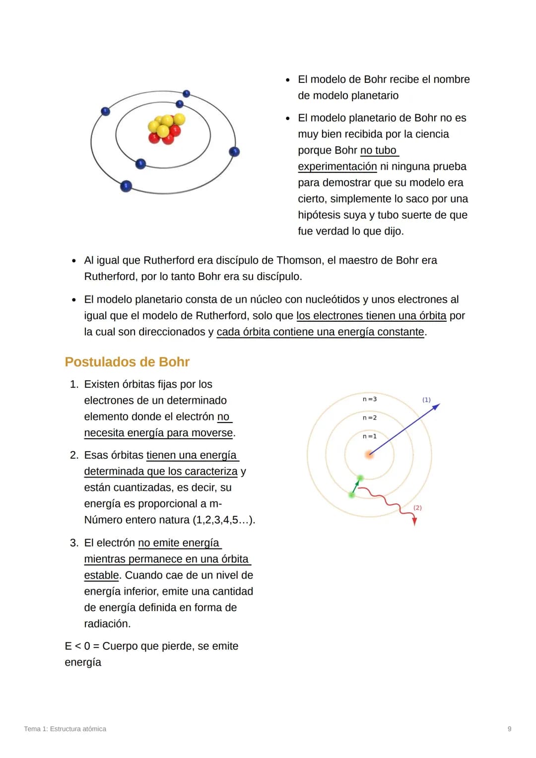 Tema 1: Estructura atómica
Temario:
La materia
El átomo
Teoría atómica de Dalton (1808): átomo
Modelos atómicos
Modelos de Thomson (1904)
Mo